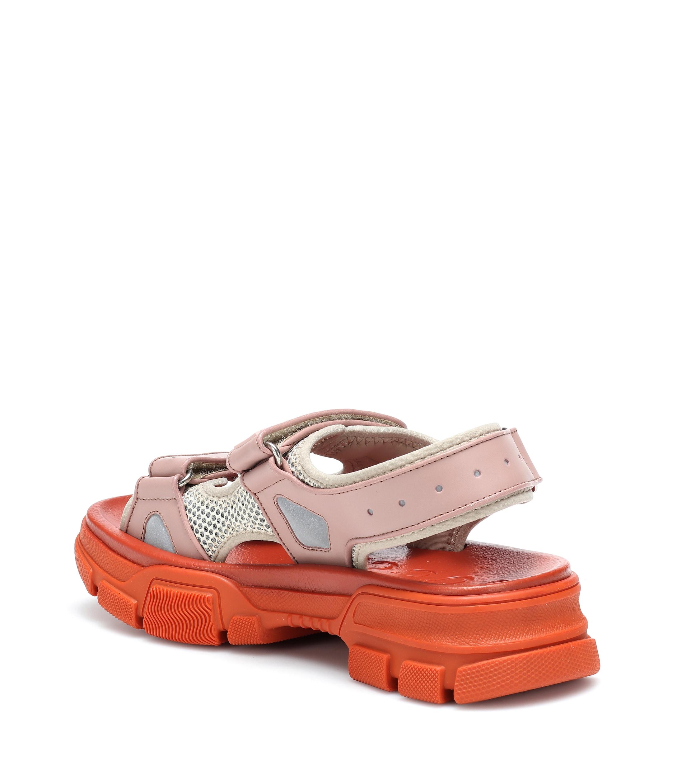 gucci leather and mesh sandals Girish