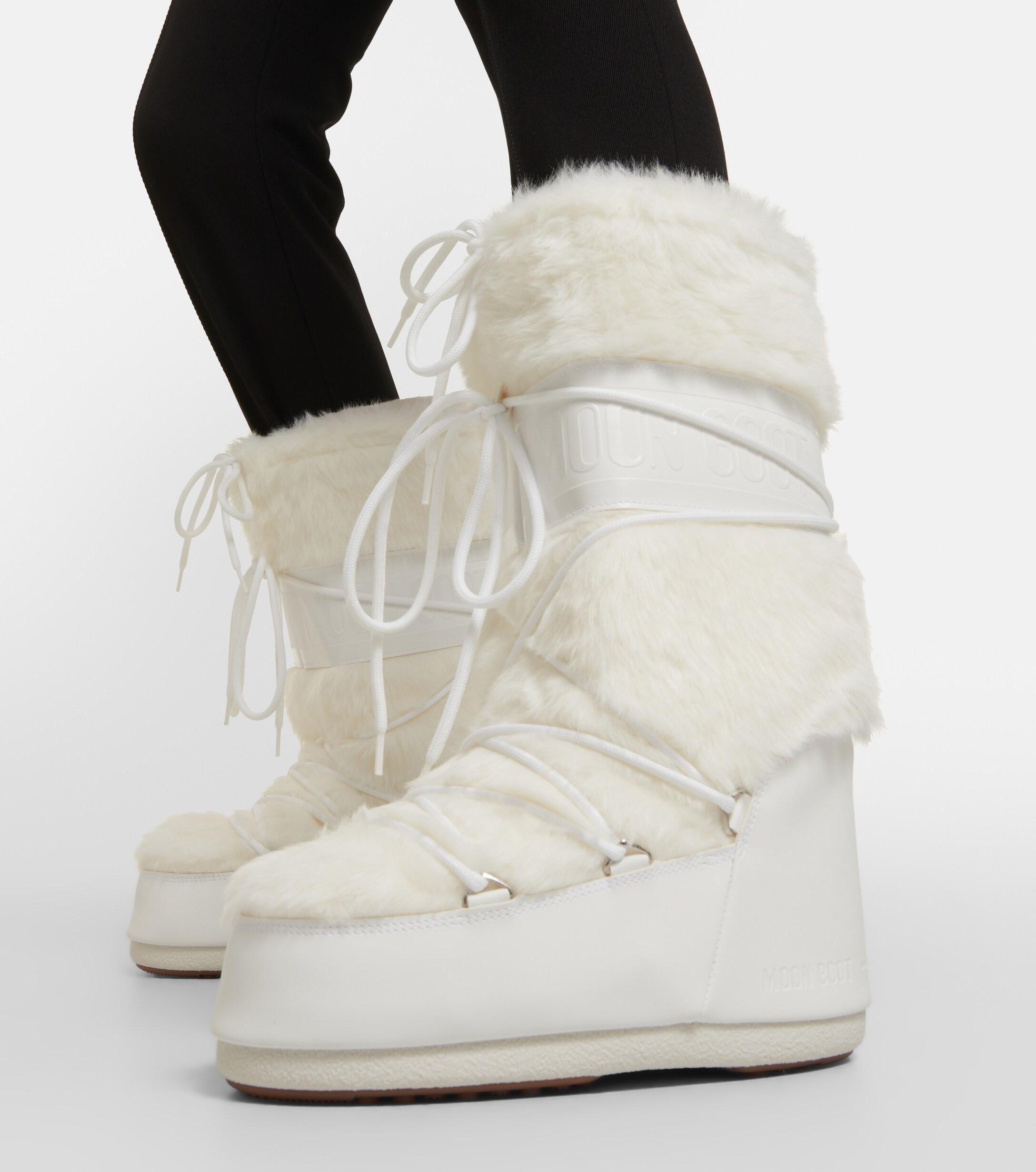Moon Boot Icon Faux Fur-trimmed Snow Boots in White | Lyst UK