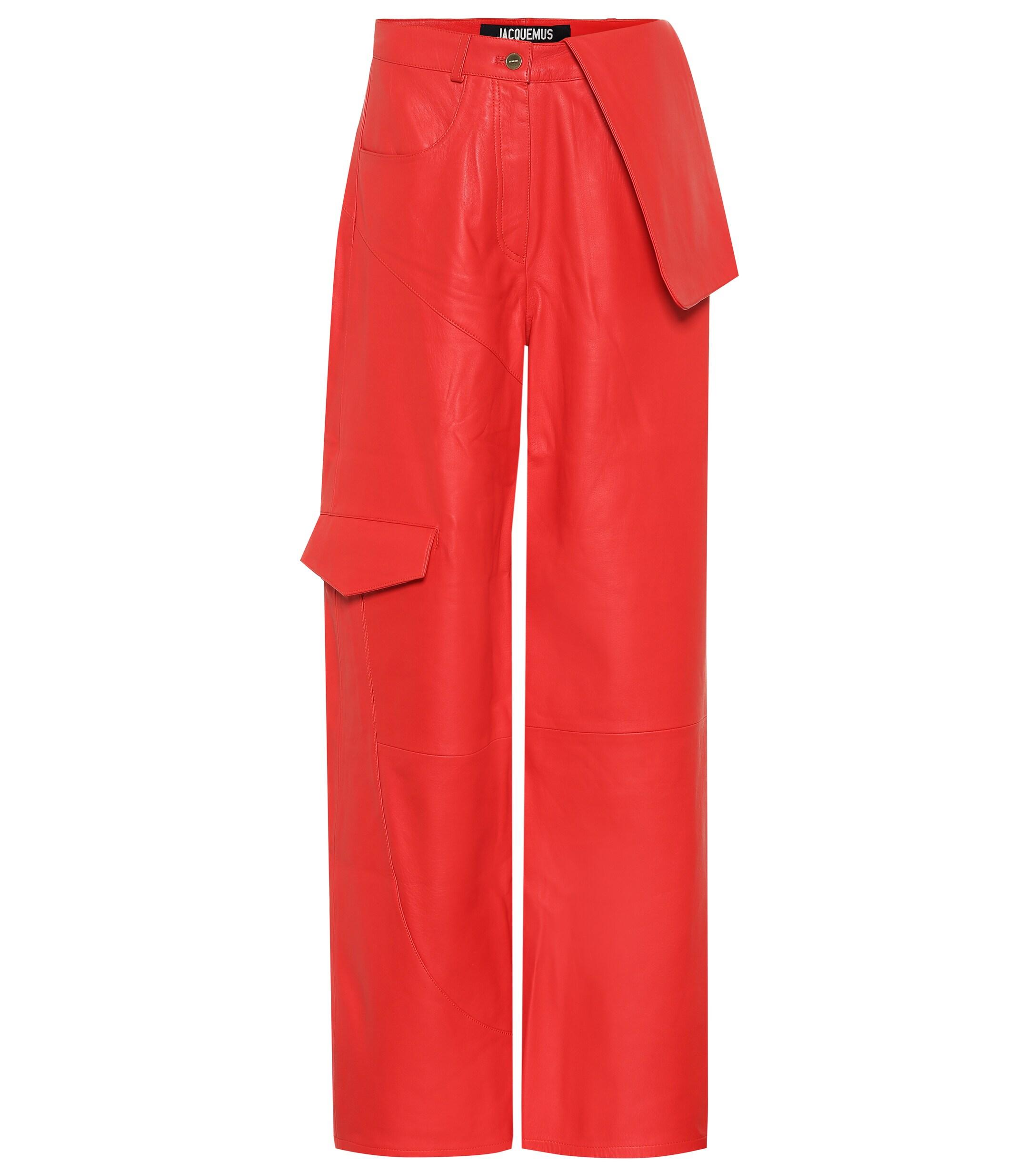 Jacquemus Le Pantalon De Nîmes Leather Pants in Red - Save 15% - Lyst