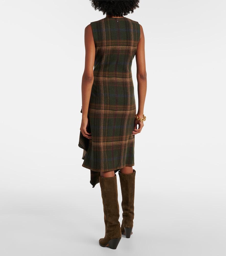Polo Ralph Lauren Plaid Wool-Blend Midi Dress in Green