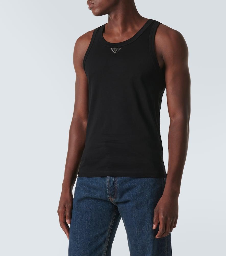 Prada Logo Cotton Tank Top in Black for Men | Lyst