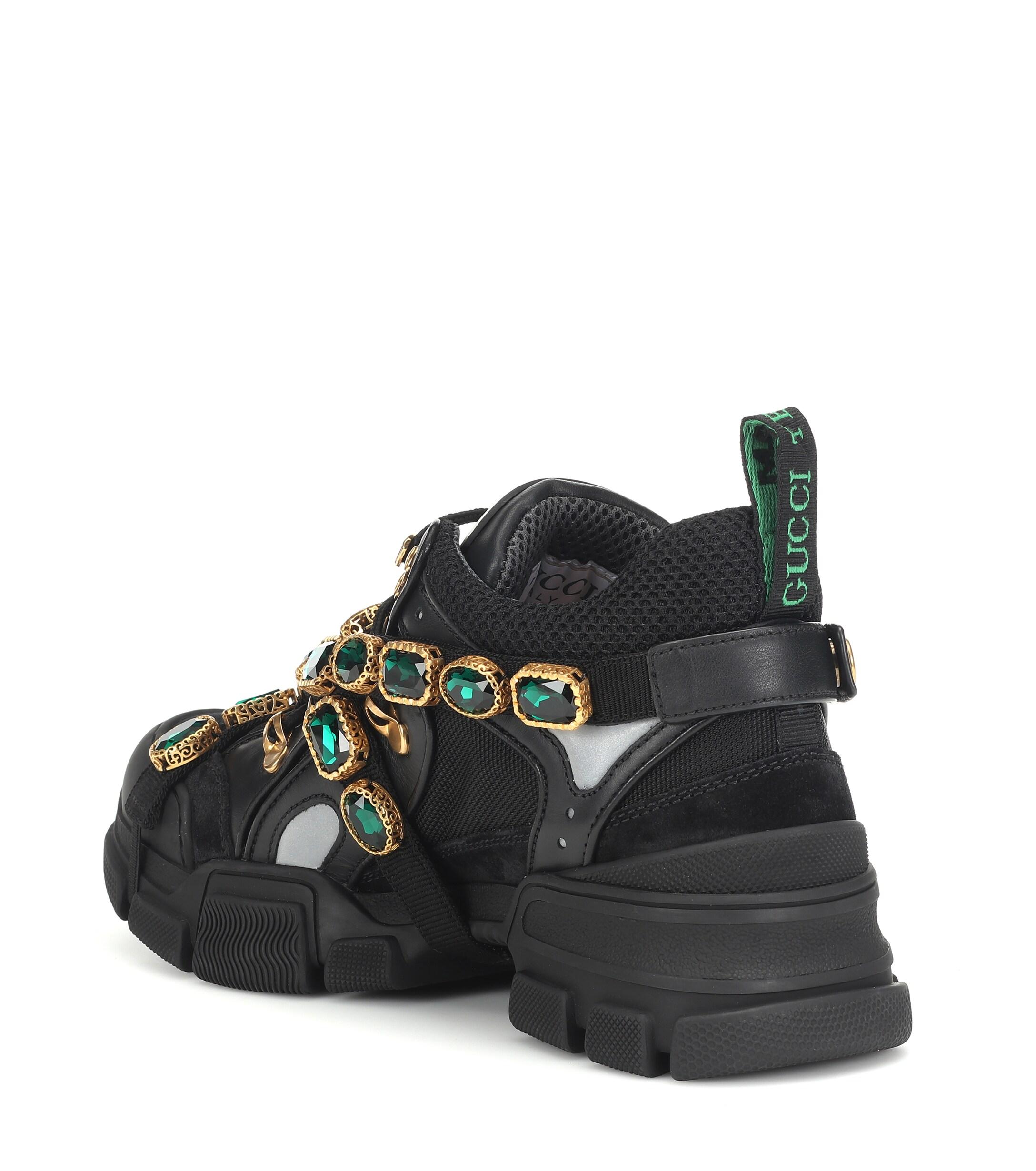 Gucci Flashtrek Embellished Sneakers in Black Lyst