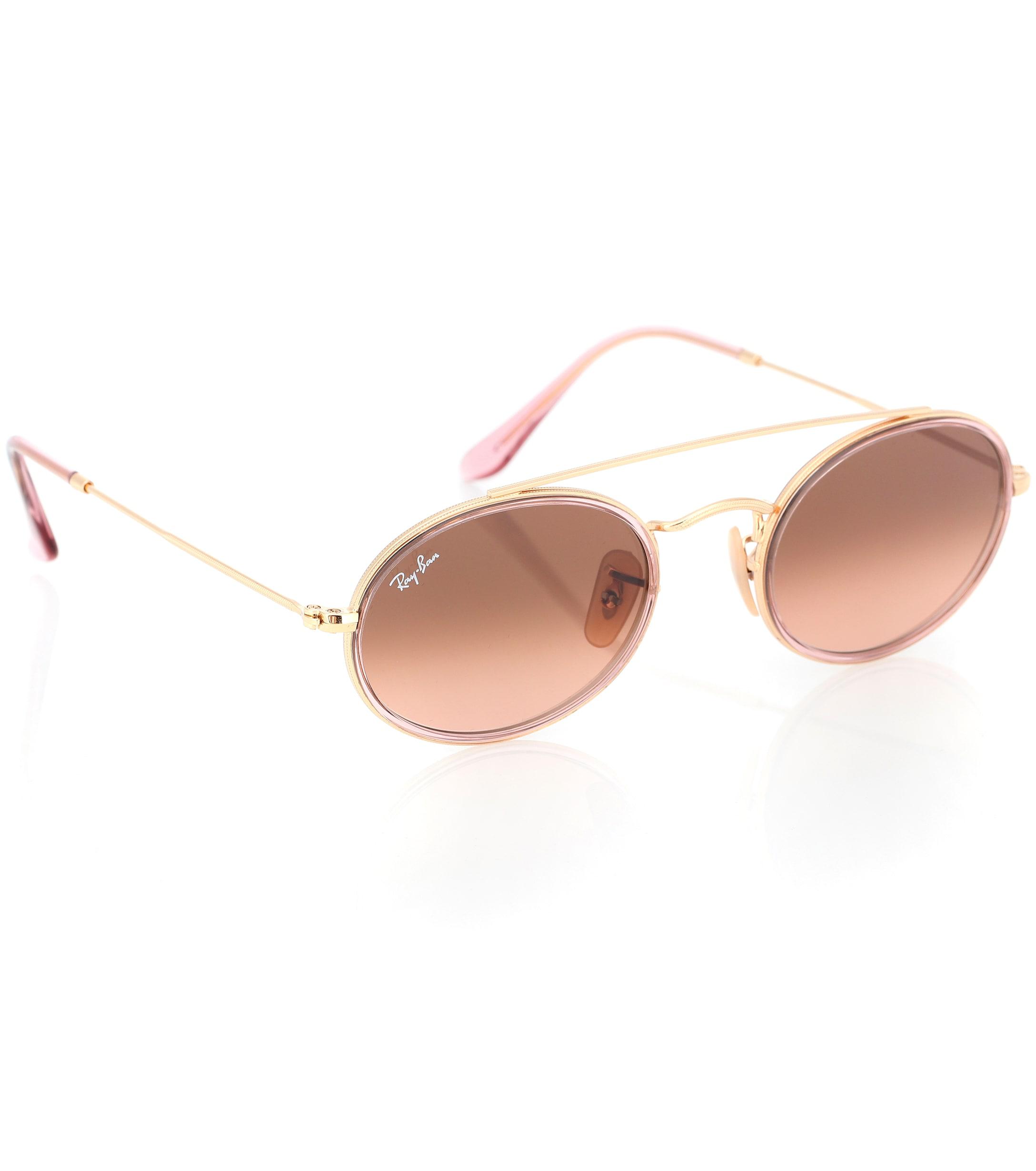 Ray-Ban Oval Double Bridge Sunglasses in Metallic | Lyst