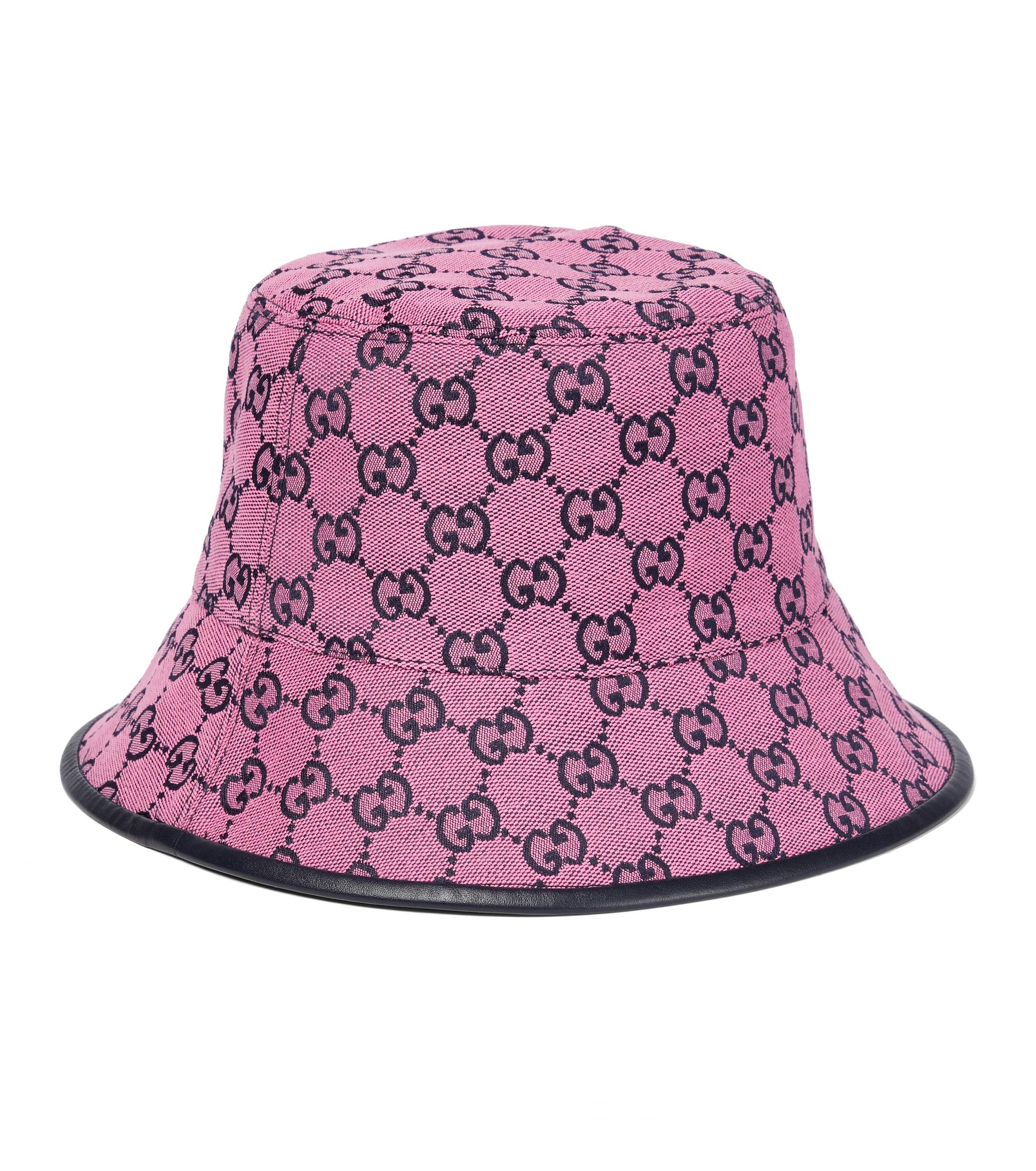 Gucci Leather GG Canvas Bucket Hat in Pink - Lyst