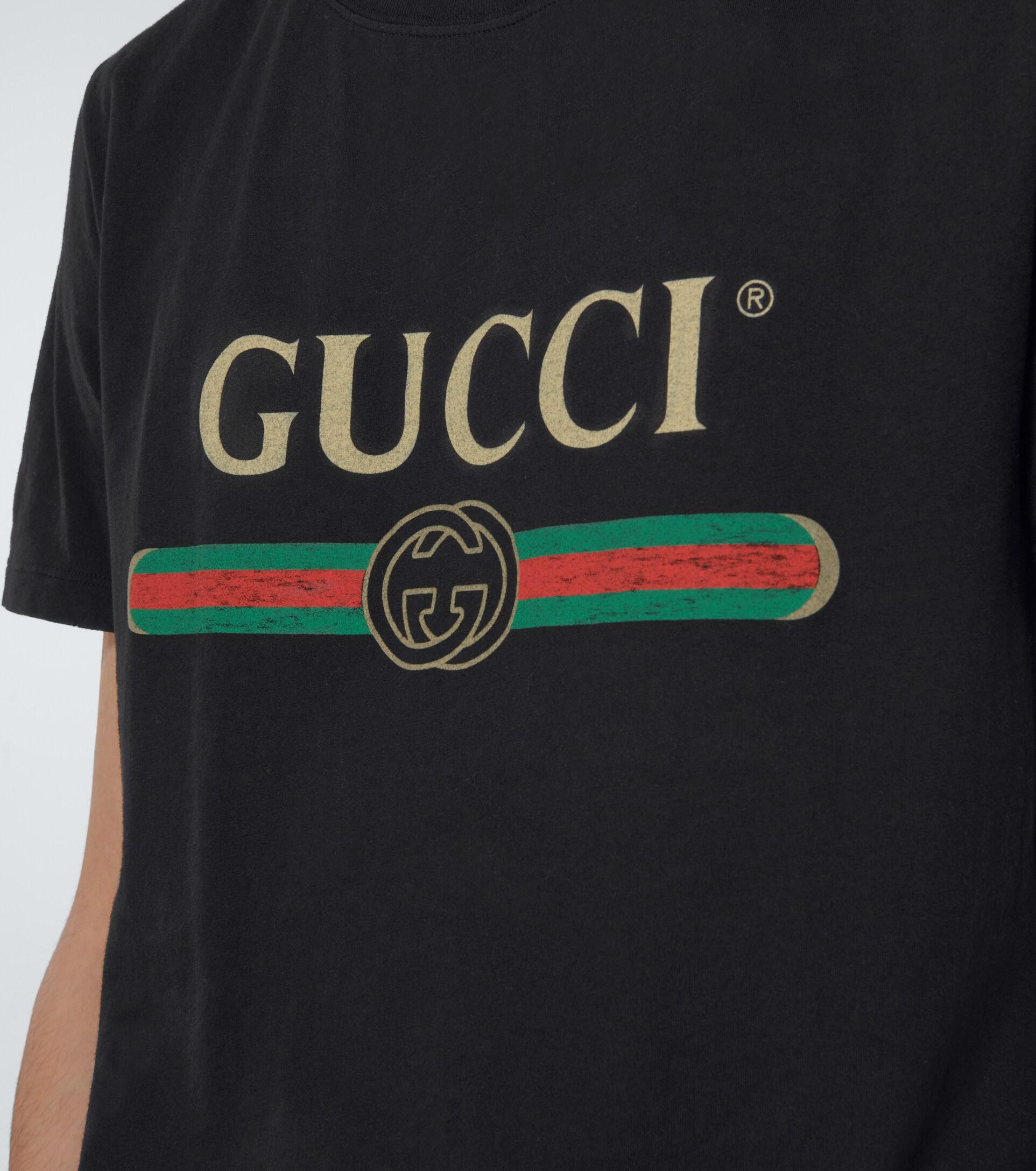Gucci Web-stripe Logo Cotton-jersey T-shirt in Black for Men | Lyst