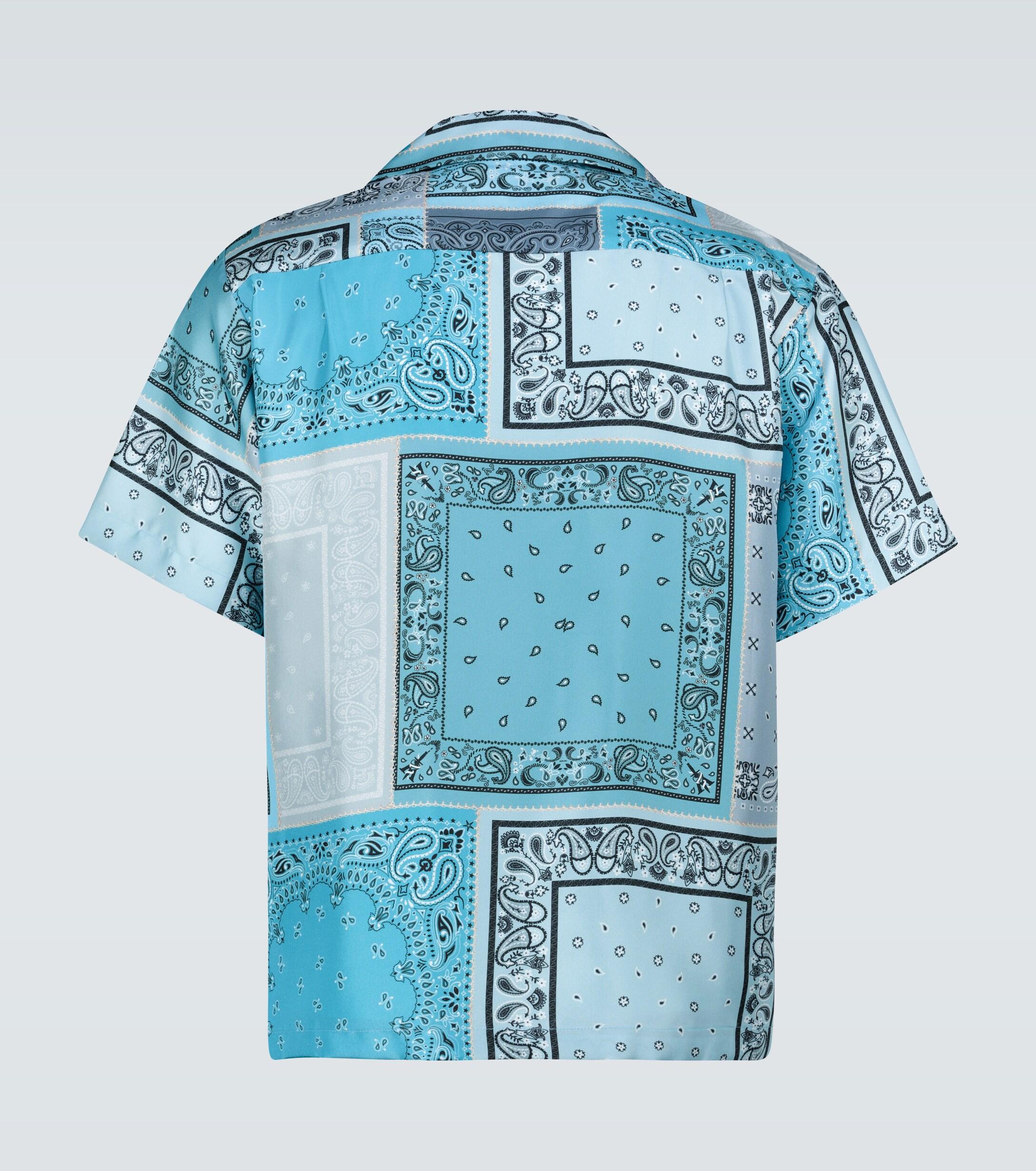 Amiri Bandana Reconstructed Silk Shirt in Blue for Men