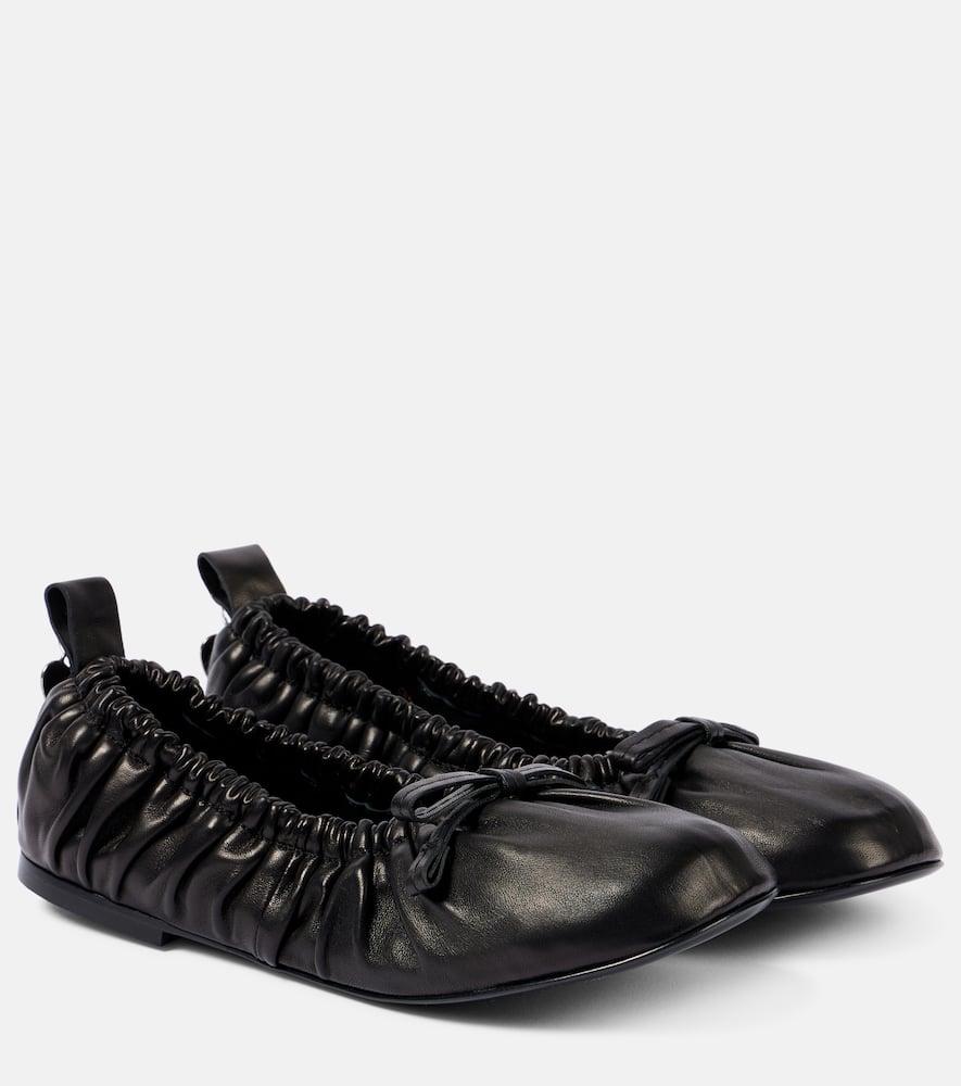 Acne Studios バックルディテールのレザーバレエフラット Acne Studios - レザーバレエフラット - ブラック