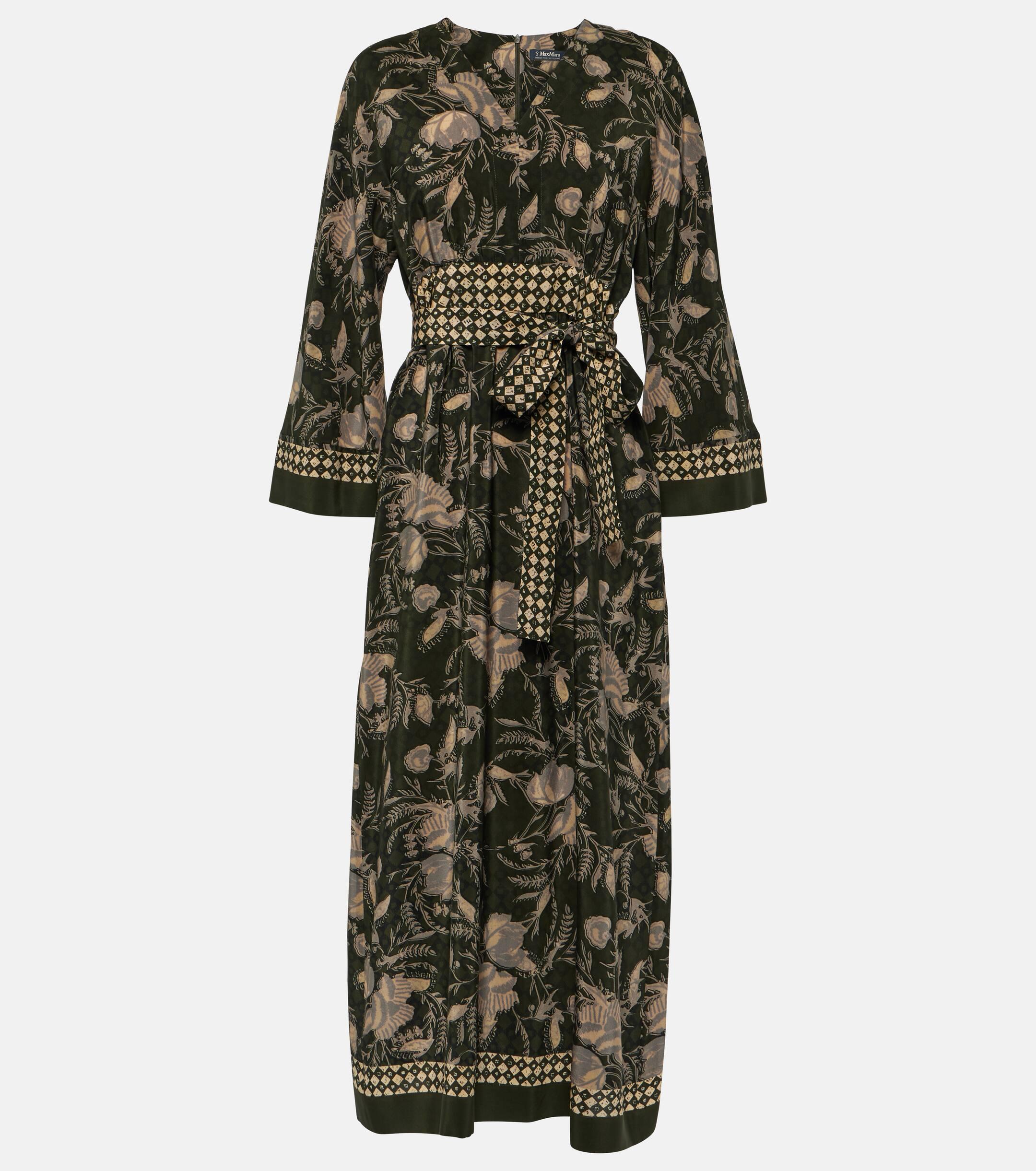 【送料 関税込】’S Max Mara Bronzo floral crepe midi dress Bronzo floral silk crêpe midi dress in multicoloured - S Max