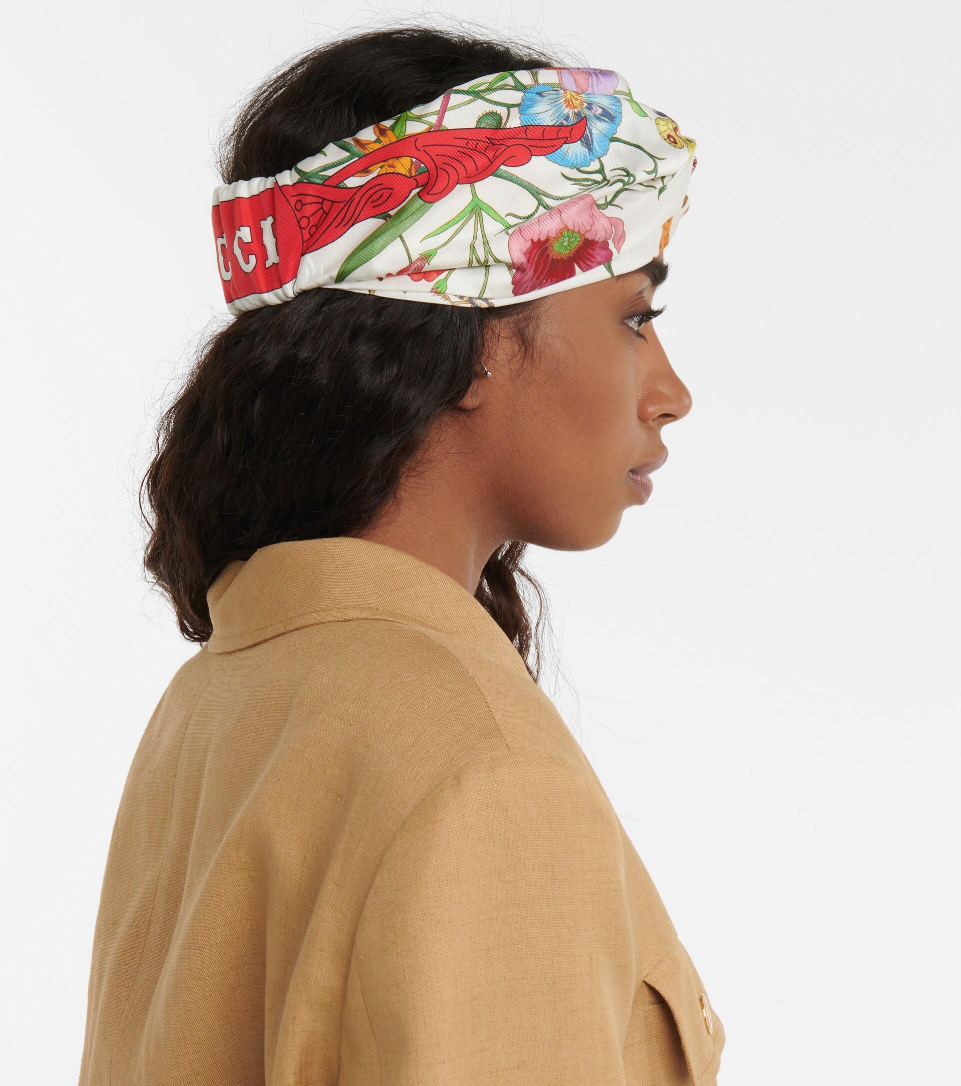 Gucci Printed Silk Twill Headband in White | Lyst