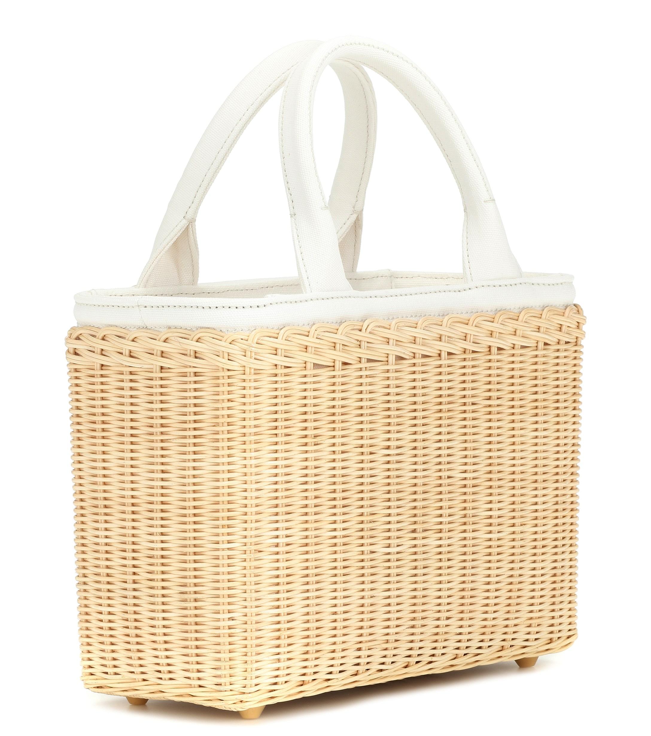 Prada Panier Wicker And Canvas Bag - Natural/white