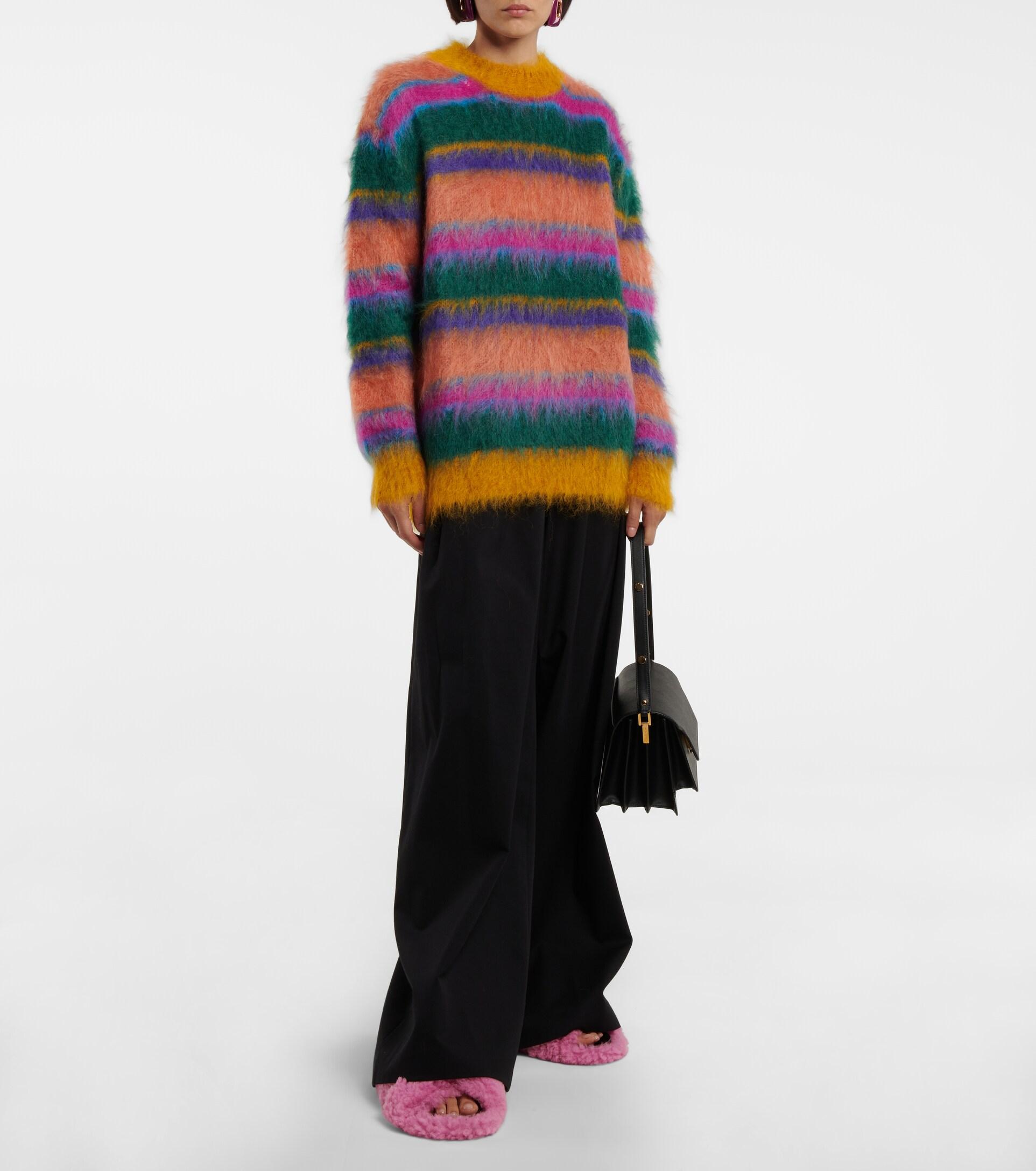 Marni Striped Oversized Mohair-blend Sweater | Lyst