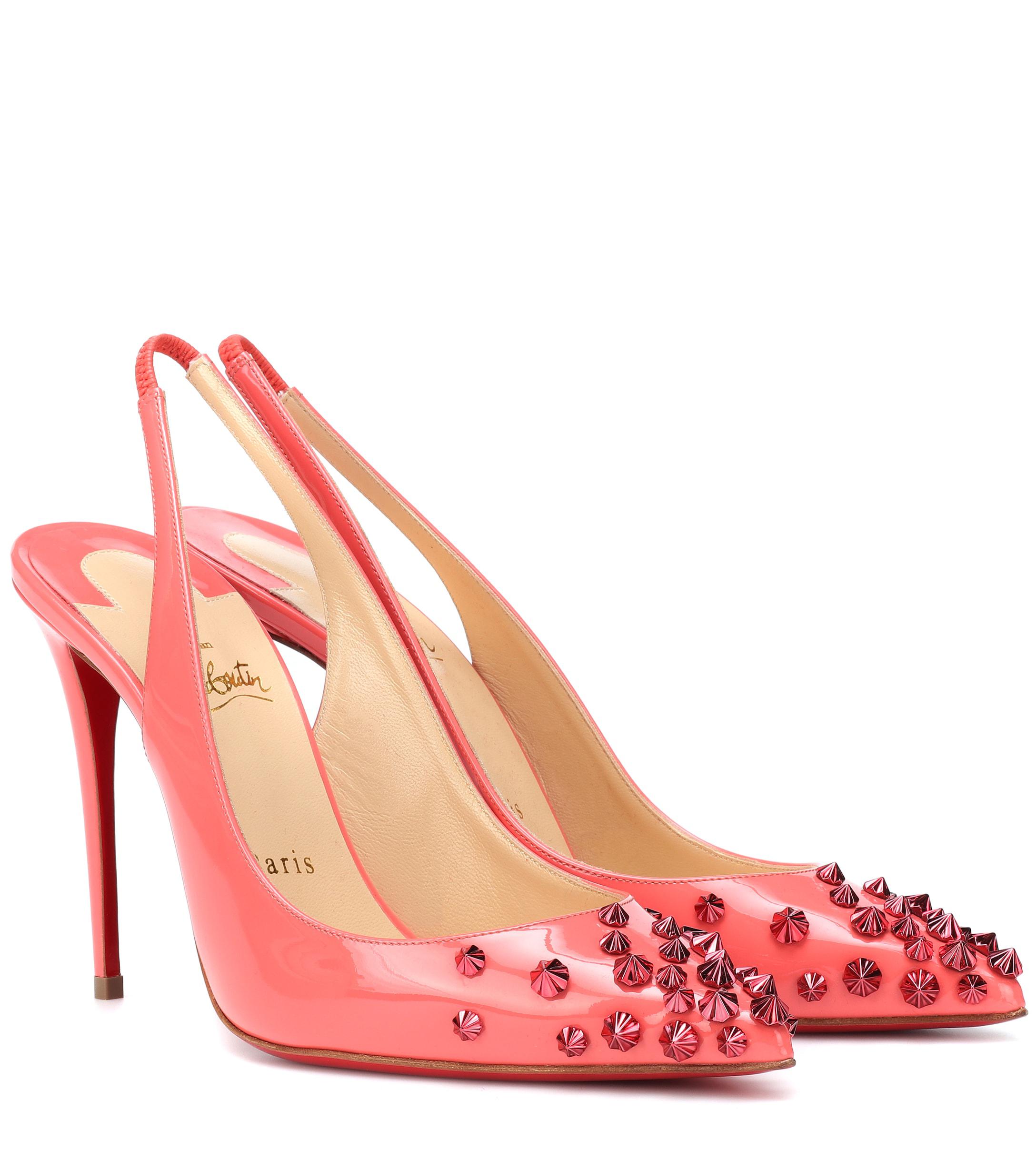 Christian Louboutin Drama Sling 100 Patent Leather Pumps in Pink | Lyst