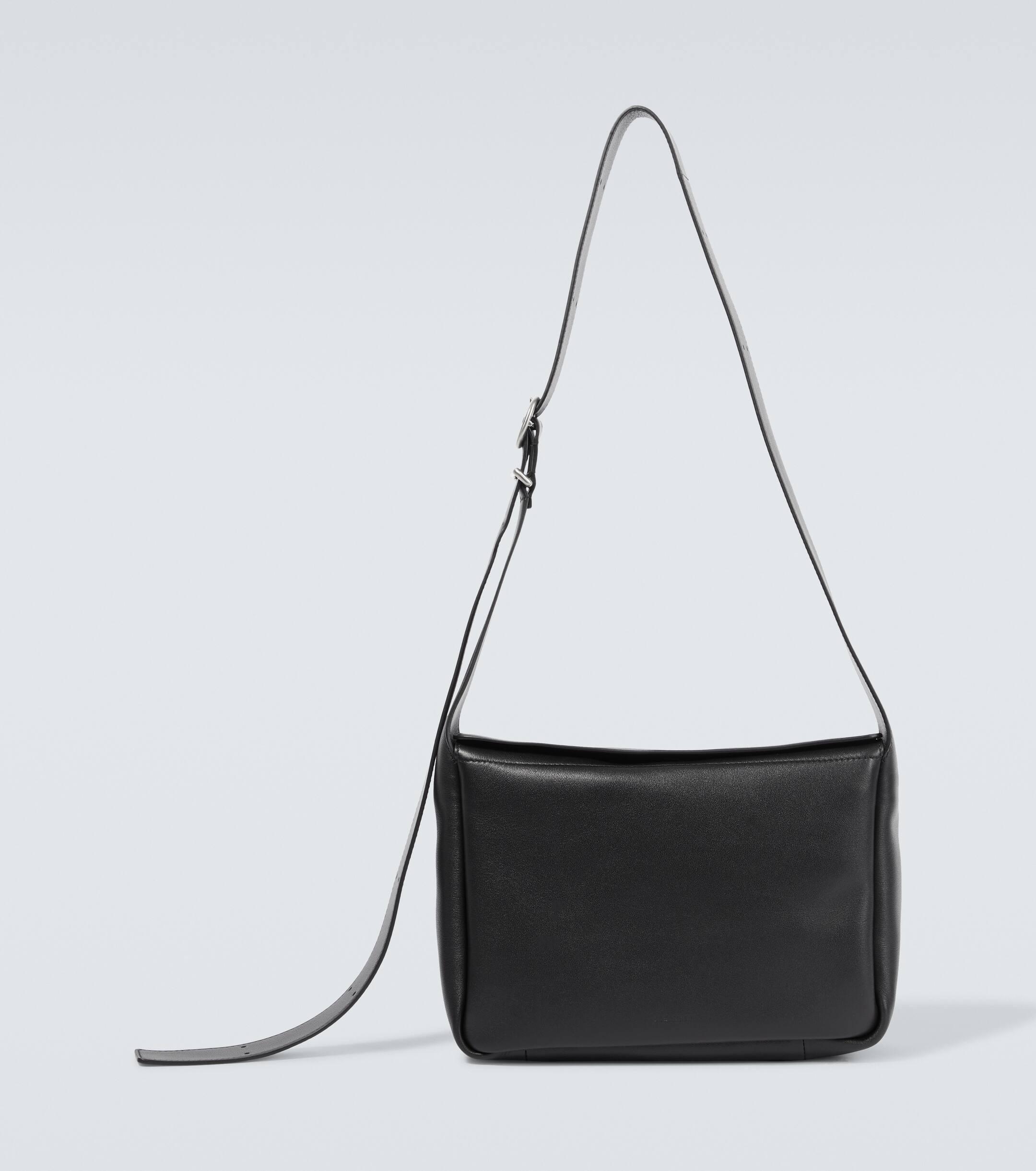 Jil Sander Flap Leather Messenger Bag in Black for Men