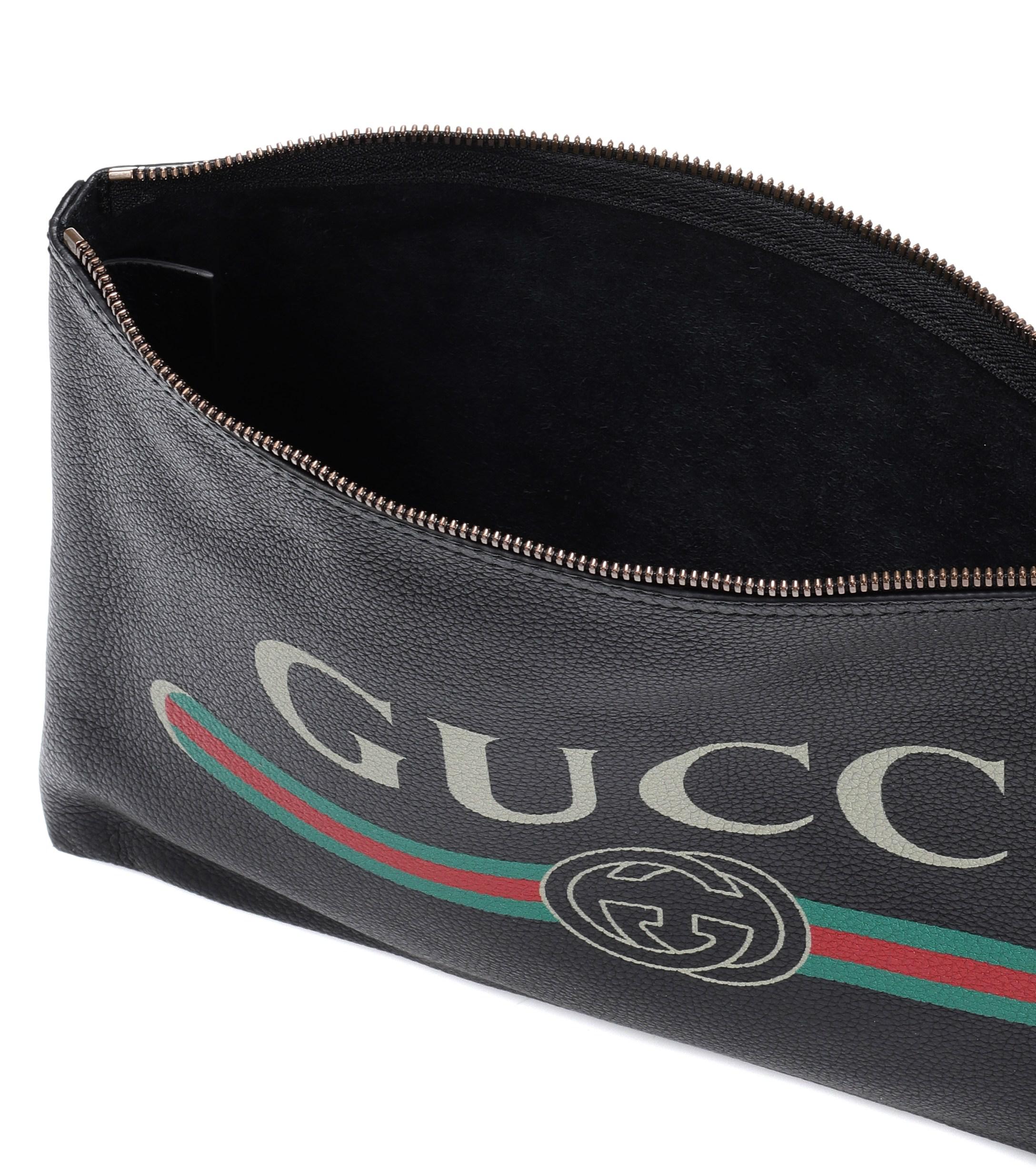Gucci Print Leather Pouch in Black Leather (Black) Save 1 Lyst