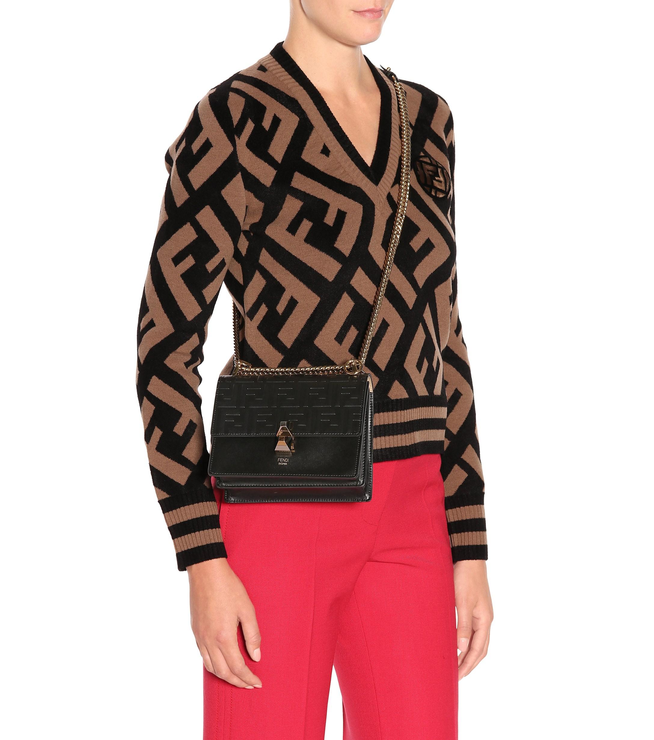 Fendi Kan I Small Leather Shoulder Bag in Black Lyst