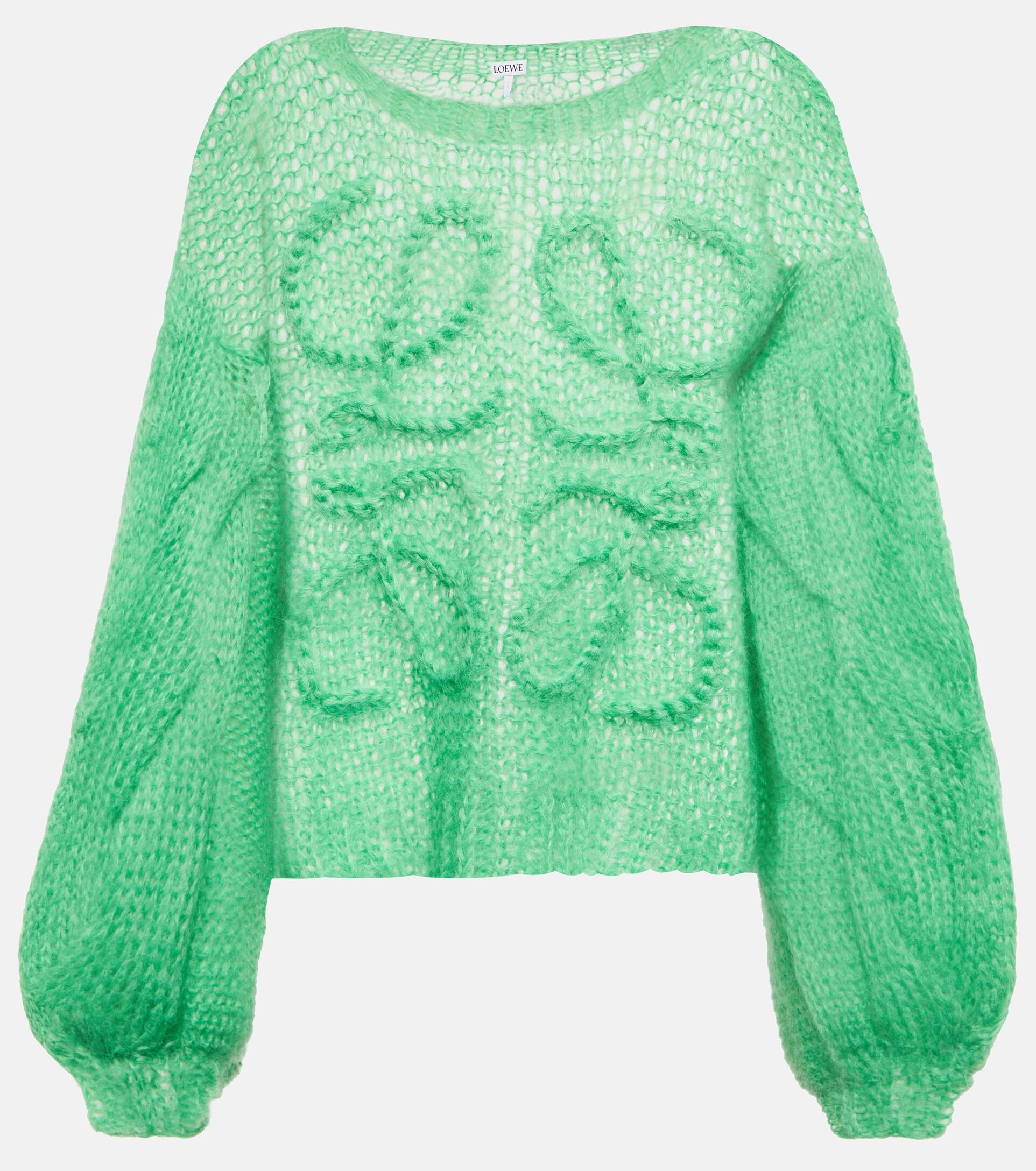 Loewe Anagram Mohair-blend Sweater in Green | Lyst