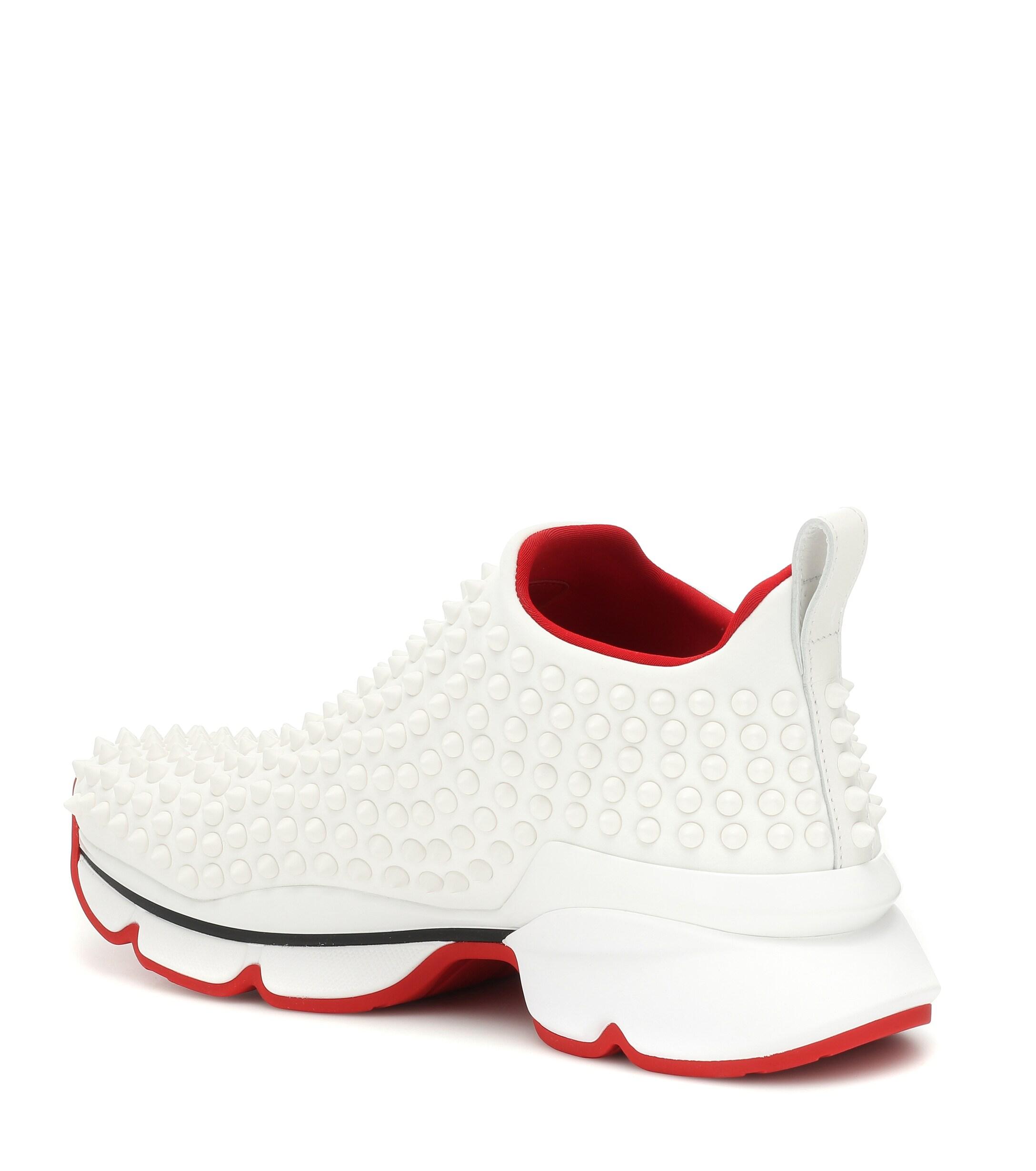 Christian Louboutin Spike Sock Sneakers in White | Lyst