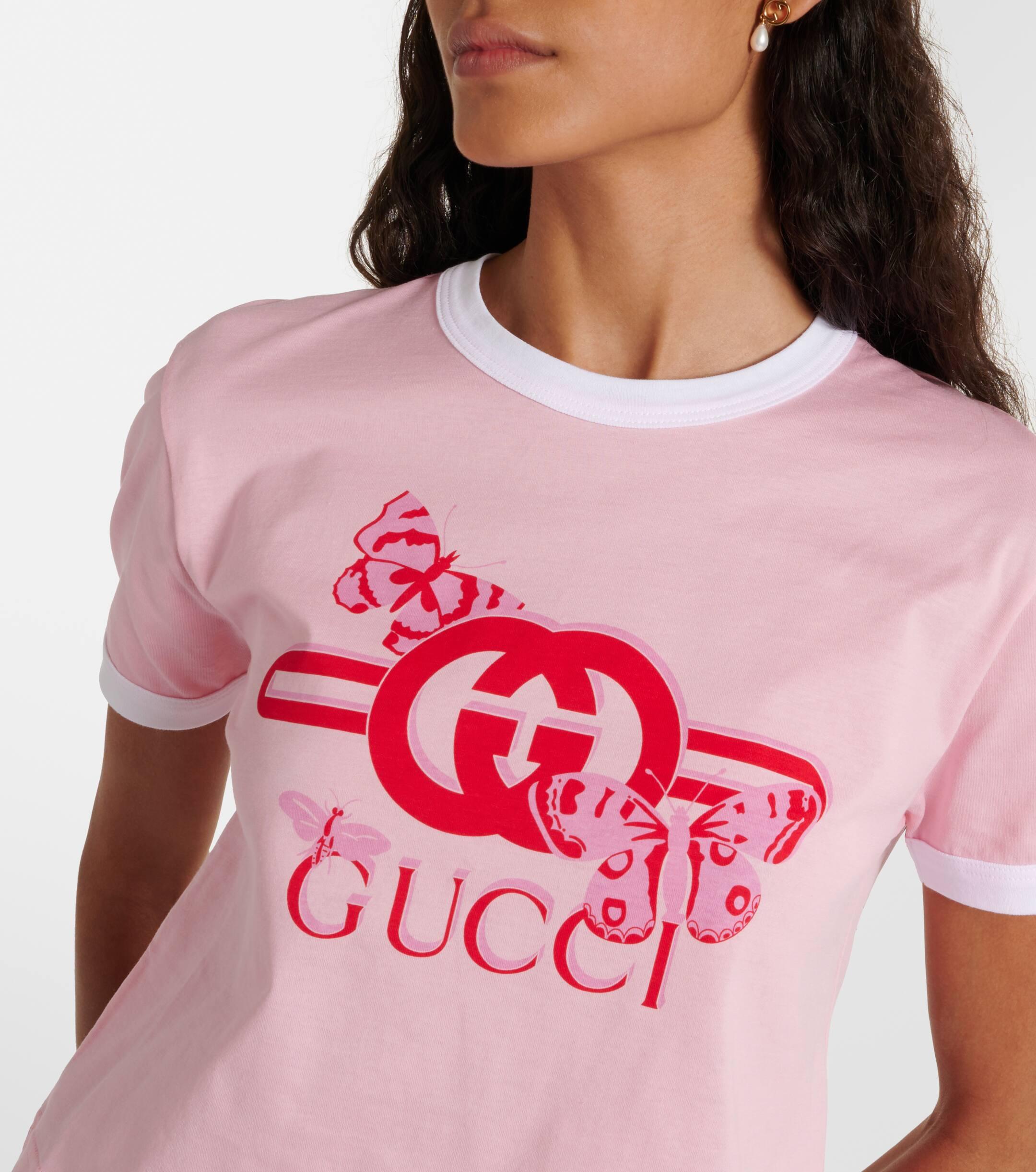 Gucci Interlocking G Cotton Jersey T Shirt in Pink Lyst UK