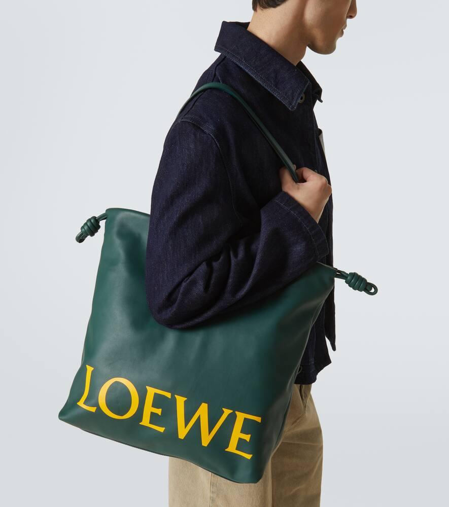 Loewe Flamenco Logo Leather Tote Bag in Green for Men | Lyst