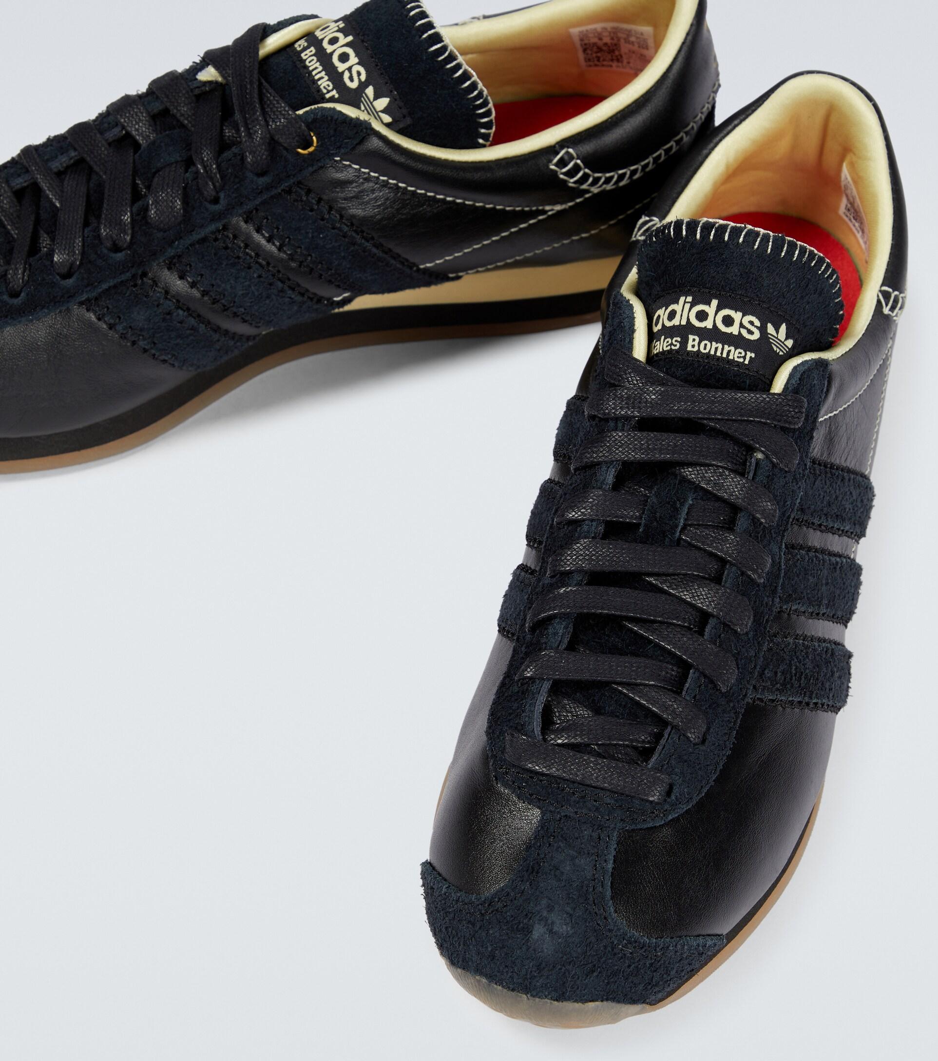 adidas X Wales Bonner Country Leather Sneakers in Black for Men | Lyst