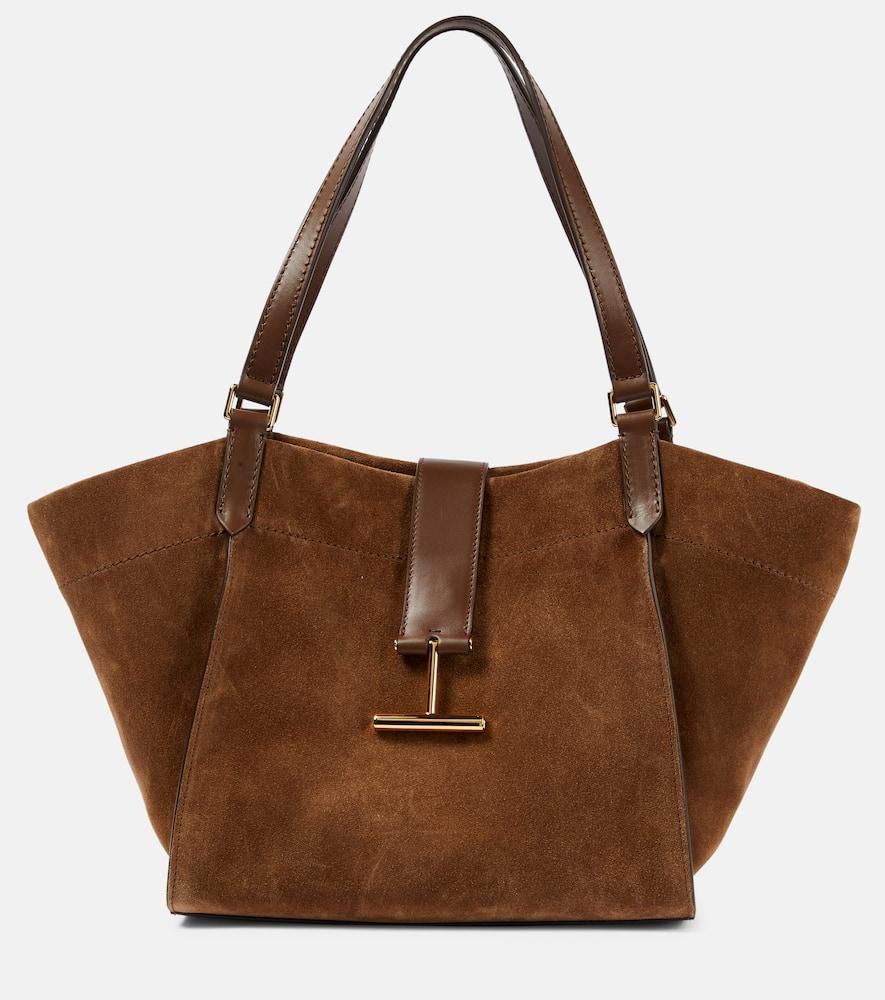 Tom Ford Tara Medium Suede And Leather Tote Bag in Brown | Lyst