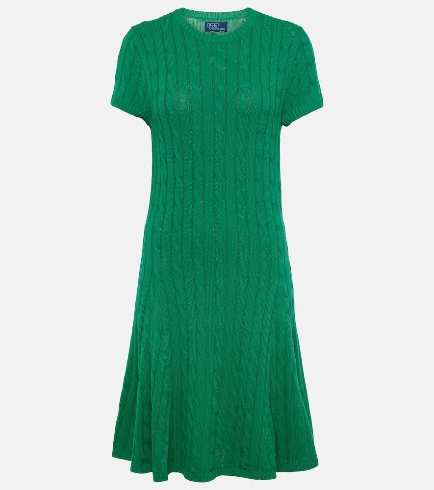 Polo Ralph Lauren Cable-Knit Mini Dress in Green | Lyst