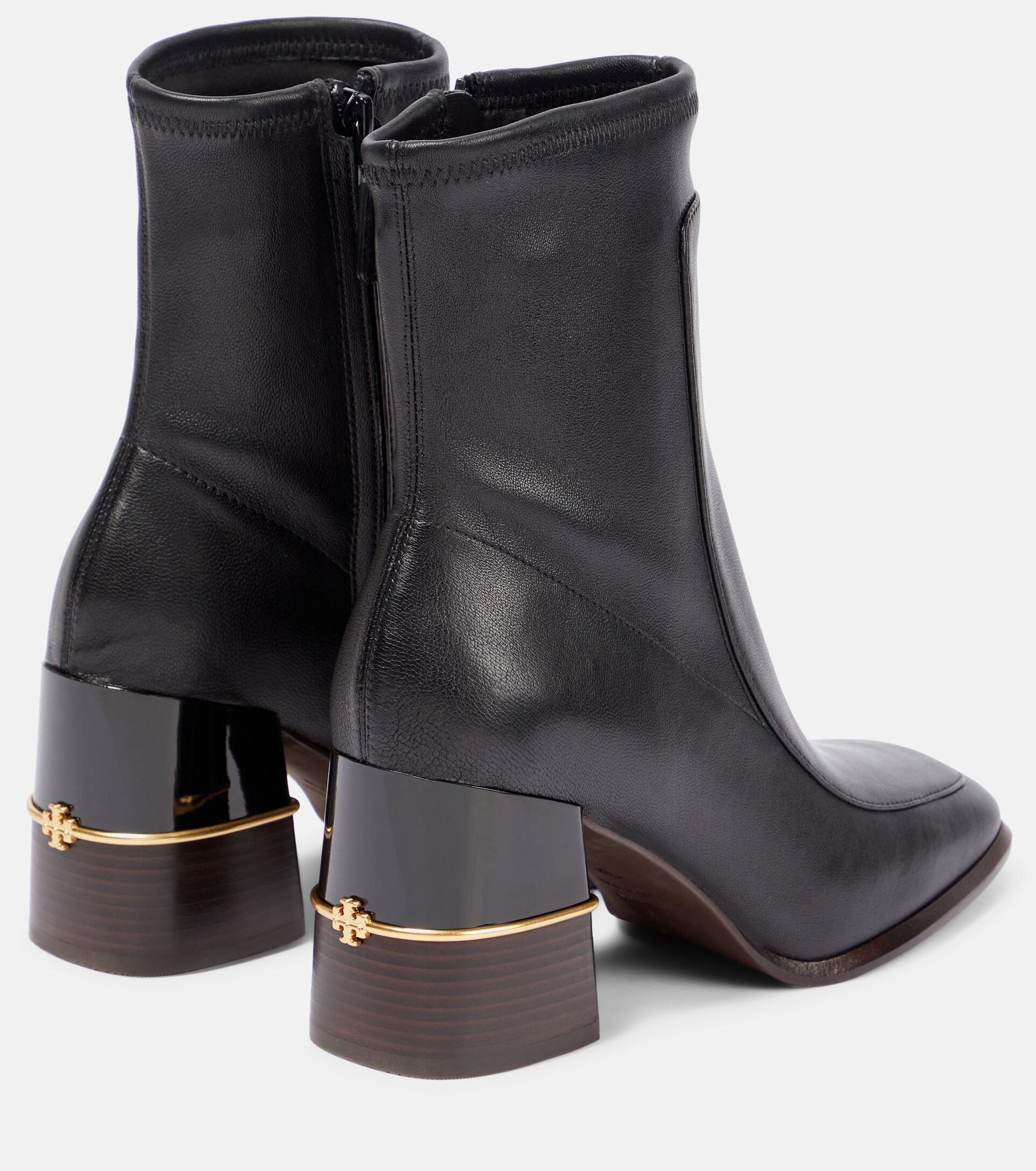 Tory Burch Multi-logo Leather Ankle Boots in Black | Lyst