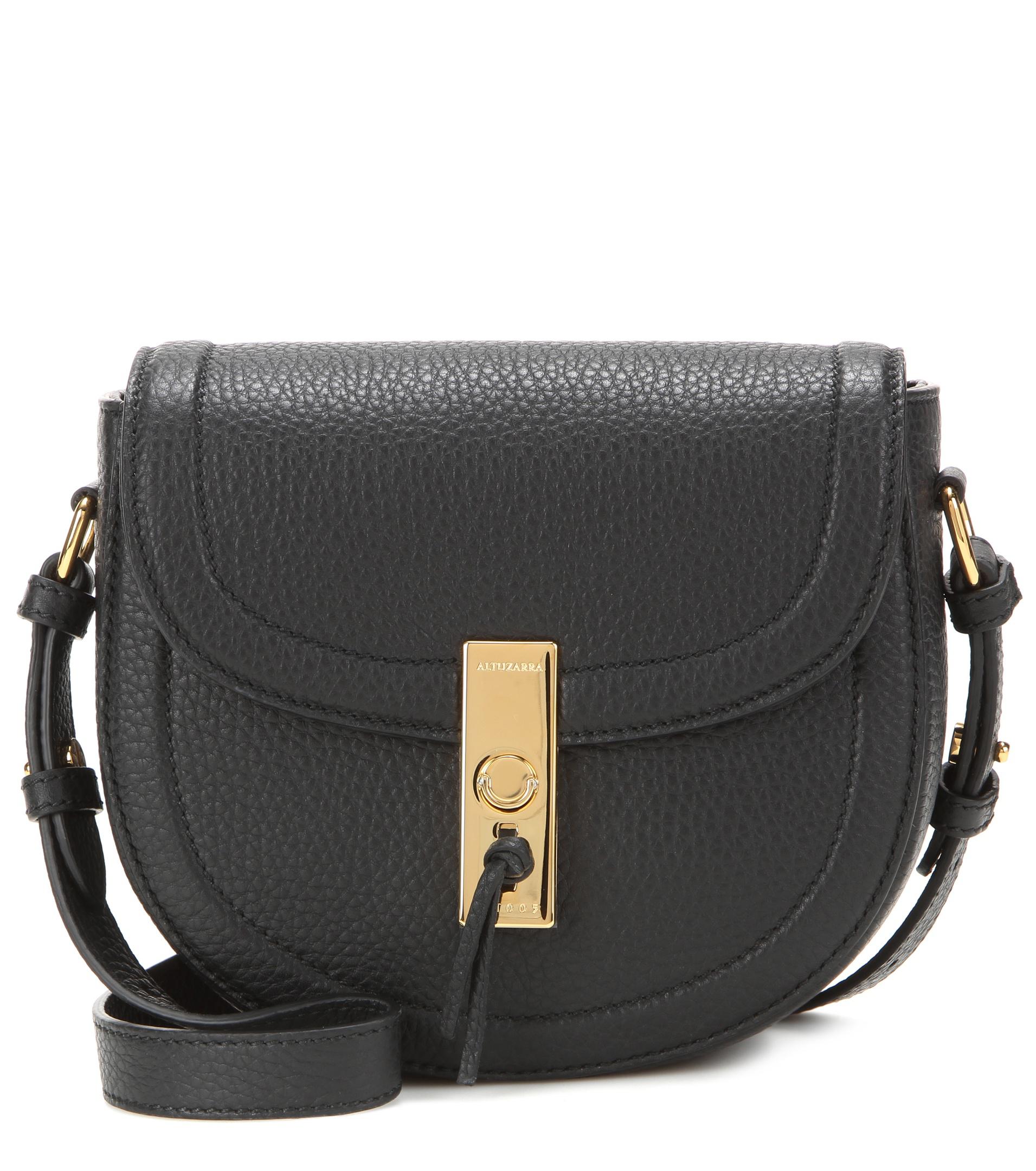 Lyst Altuzarra Ghianda Saddle Mini Leather Crossbody Bag in Black