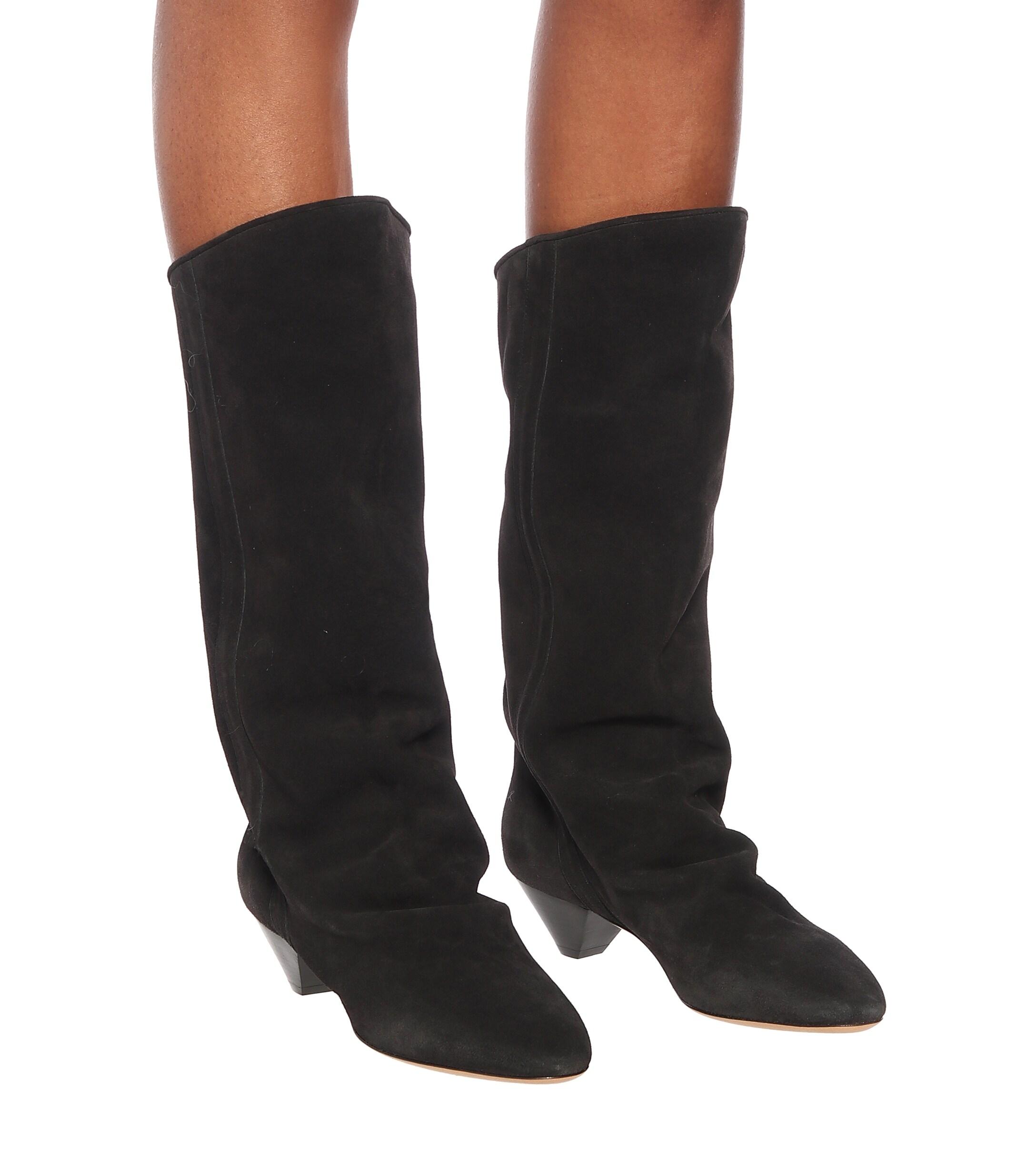Isabel Marant Dathy's Slouchy Suede Boots in Black | Lyst