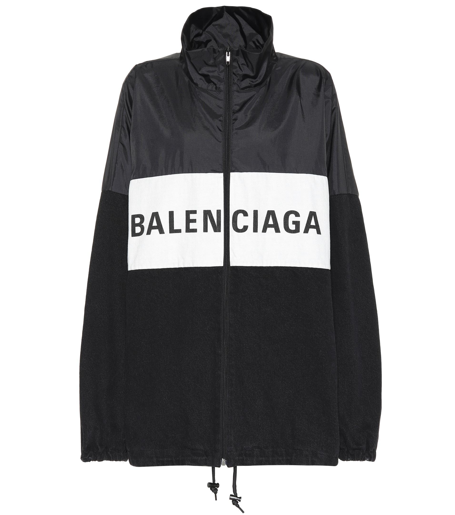 Balenciaga Synthetic Nylon Logo Denim Jacket in Black - Save 2% - Lyst