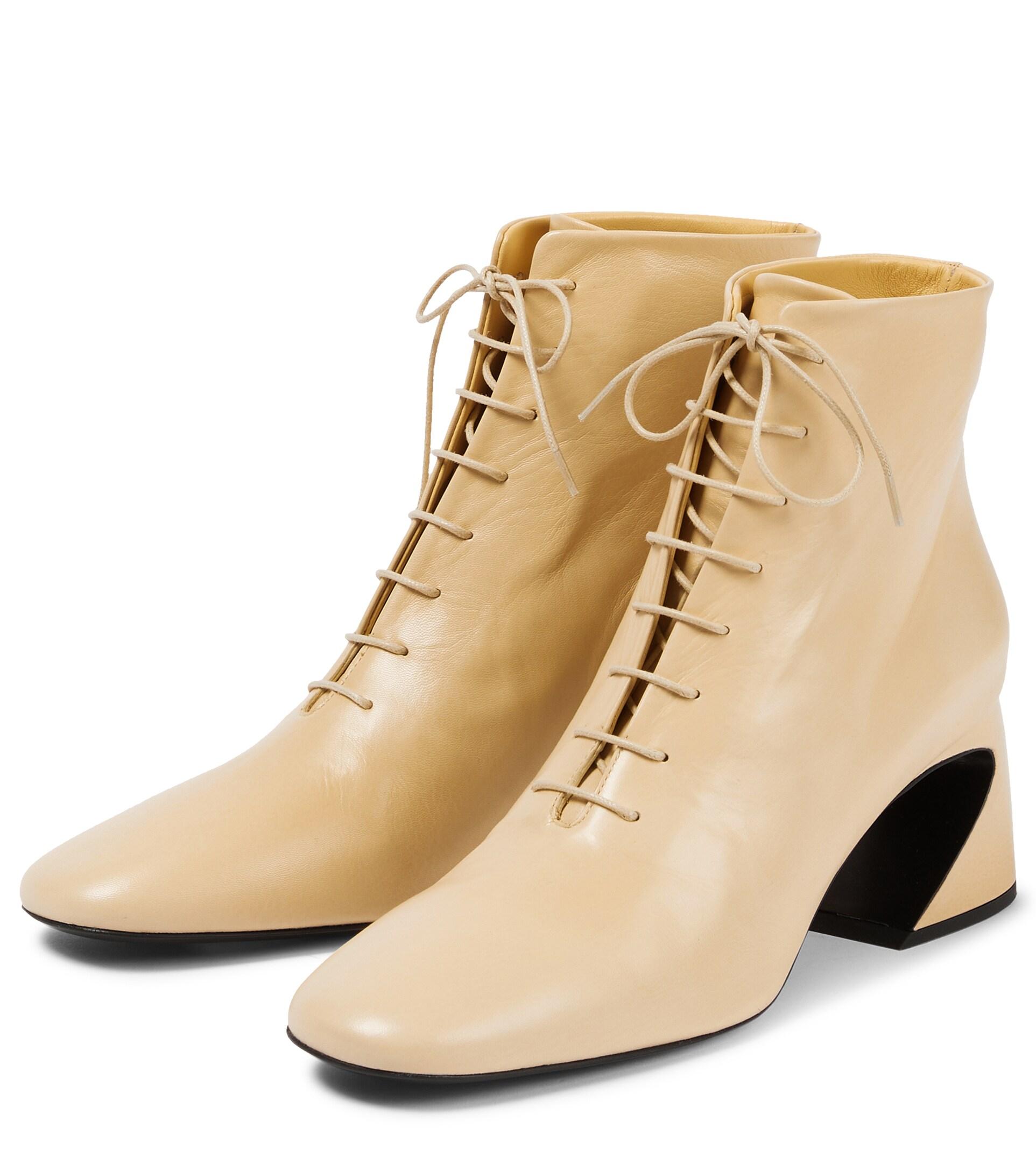 Jil Sander Leather Ankle Boots in Beige (Natural) - Save 30% | Lyst