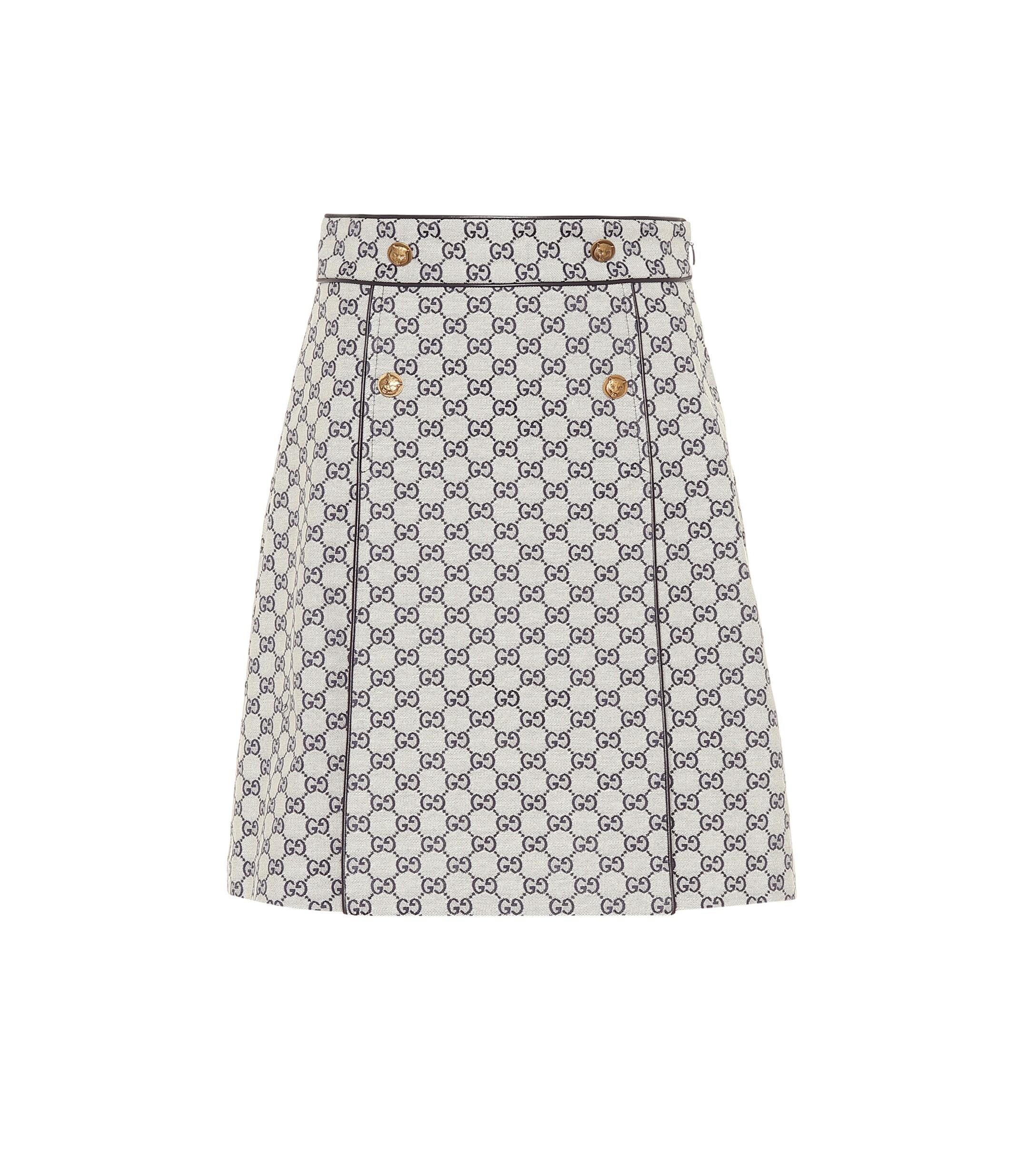 Gucci Gg Cotton-blend Skirt in Grey (Gray) - Lyst