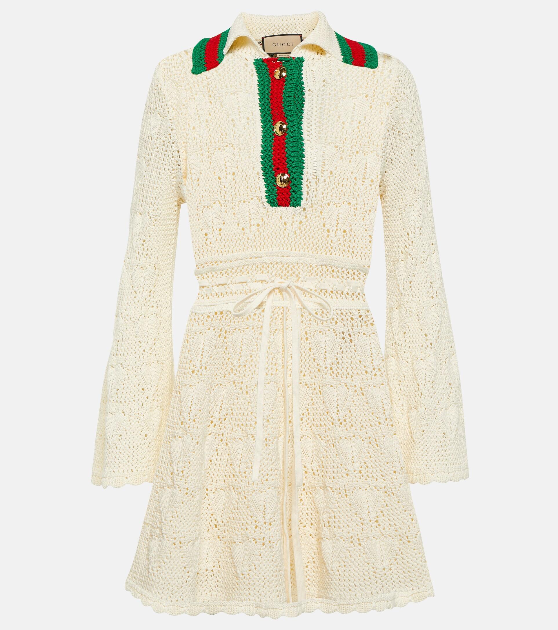 Gucci Long-Sleeve Crochet-knit Dress
