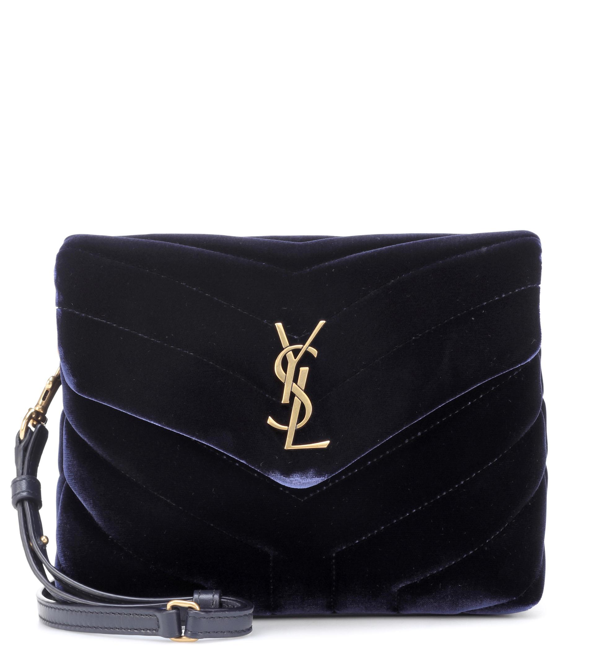 Saint Laurent Toy Loulou Velvet Shoulder Bag in Blue | Lyst