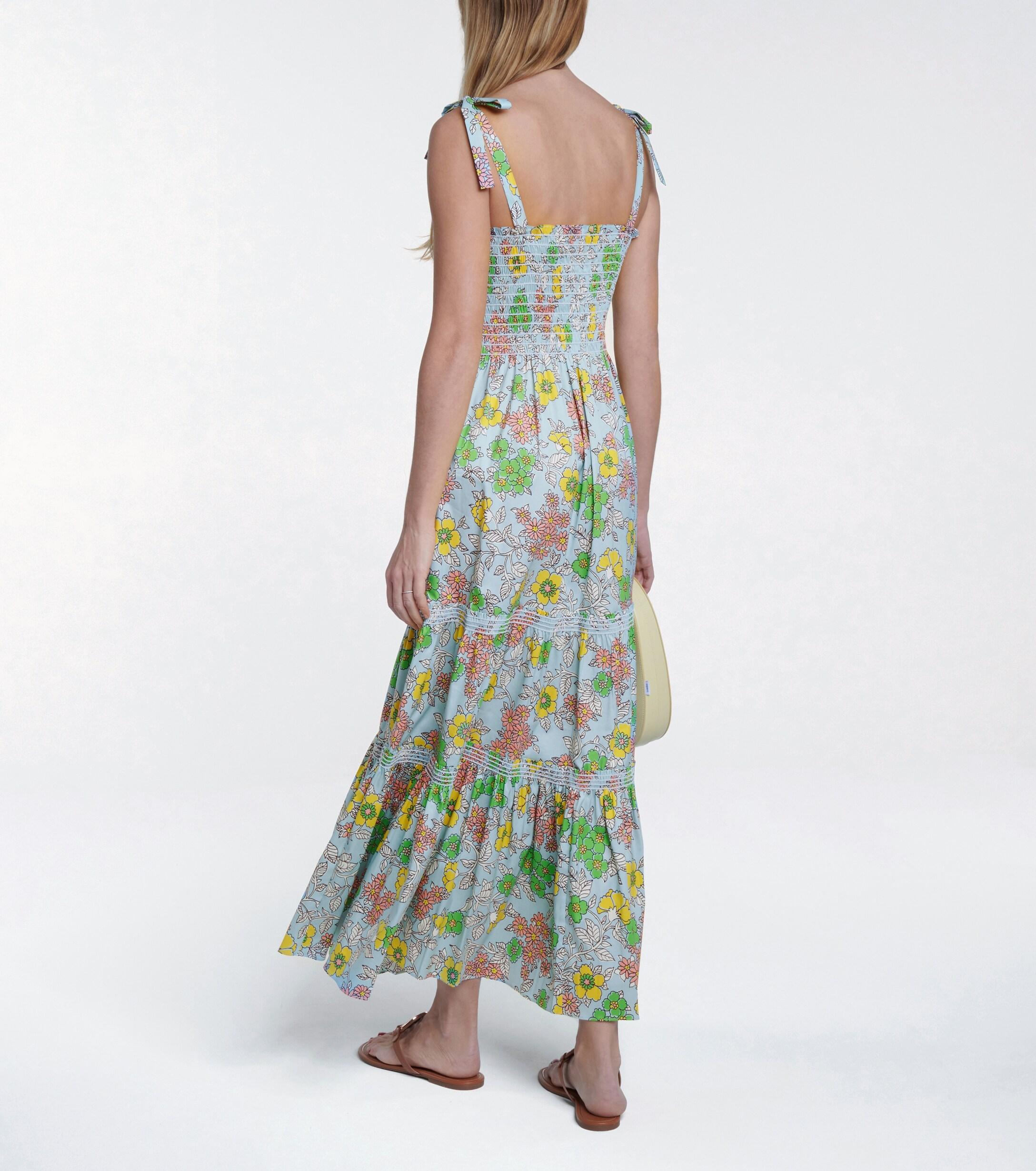 Tory Burch Floral Cotton-blend Maxi Dress in Green - Lyst