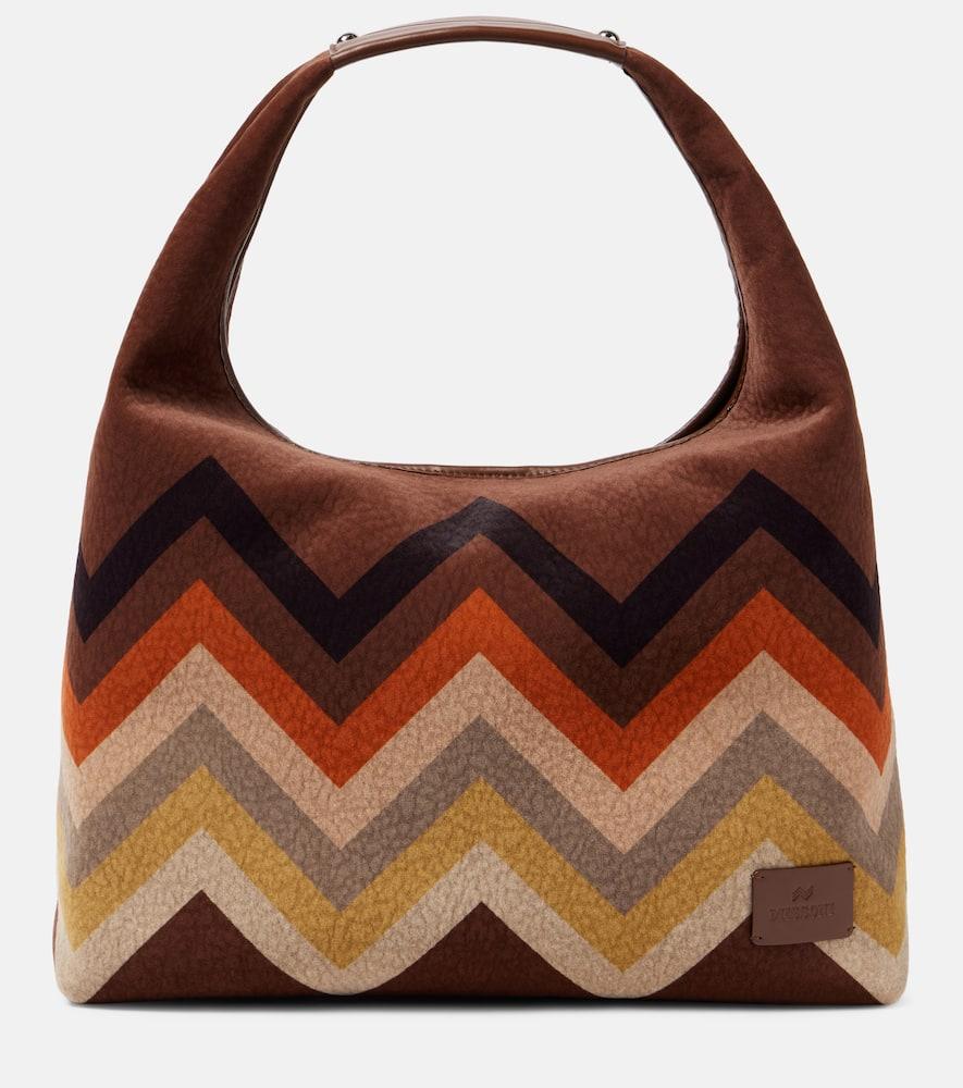Missoni Zigzag Leather-Trimmed Velvet Tote Bag in Brown Lyst