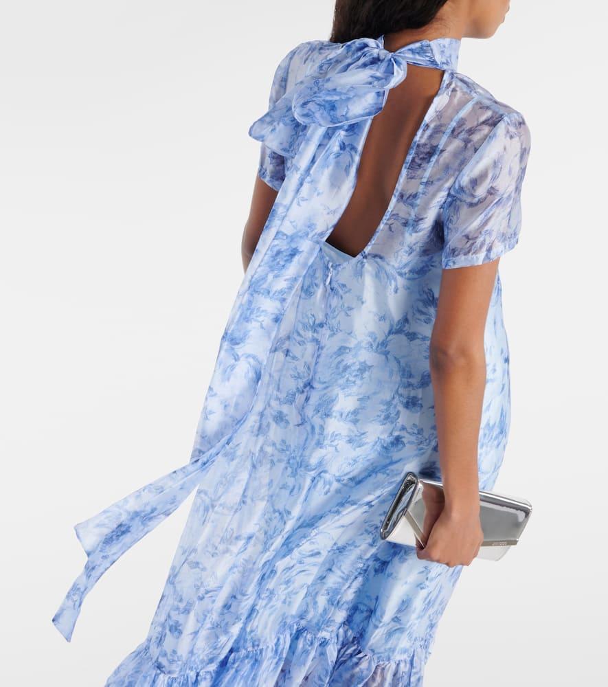 calluna dress blue rose Calluna floral organza maxi dress in blue - Staud