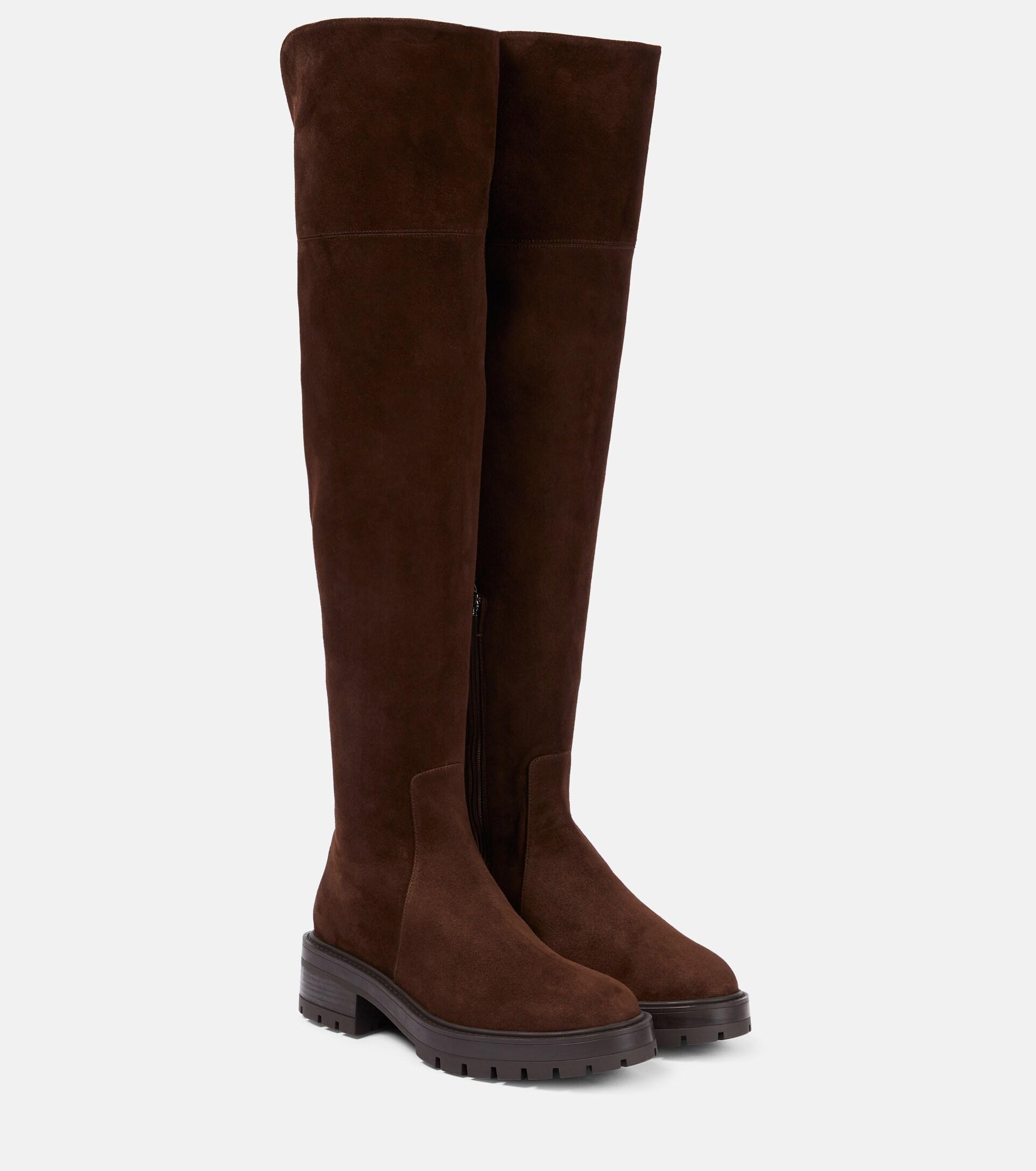 Aquazzura Whitney Suede Knee-high Boots in Brown | Lyst