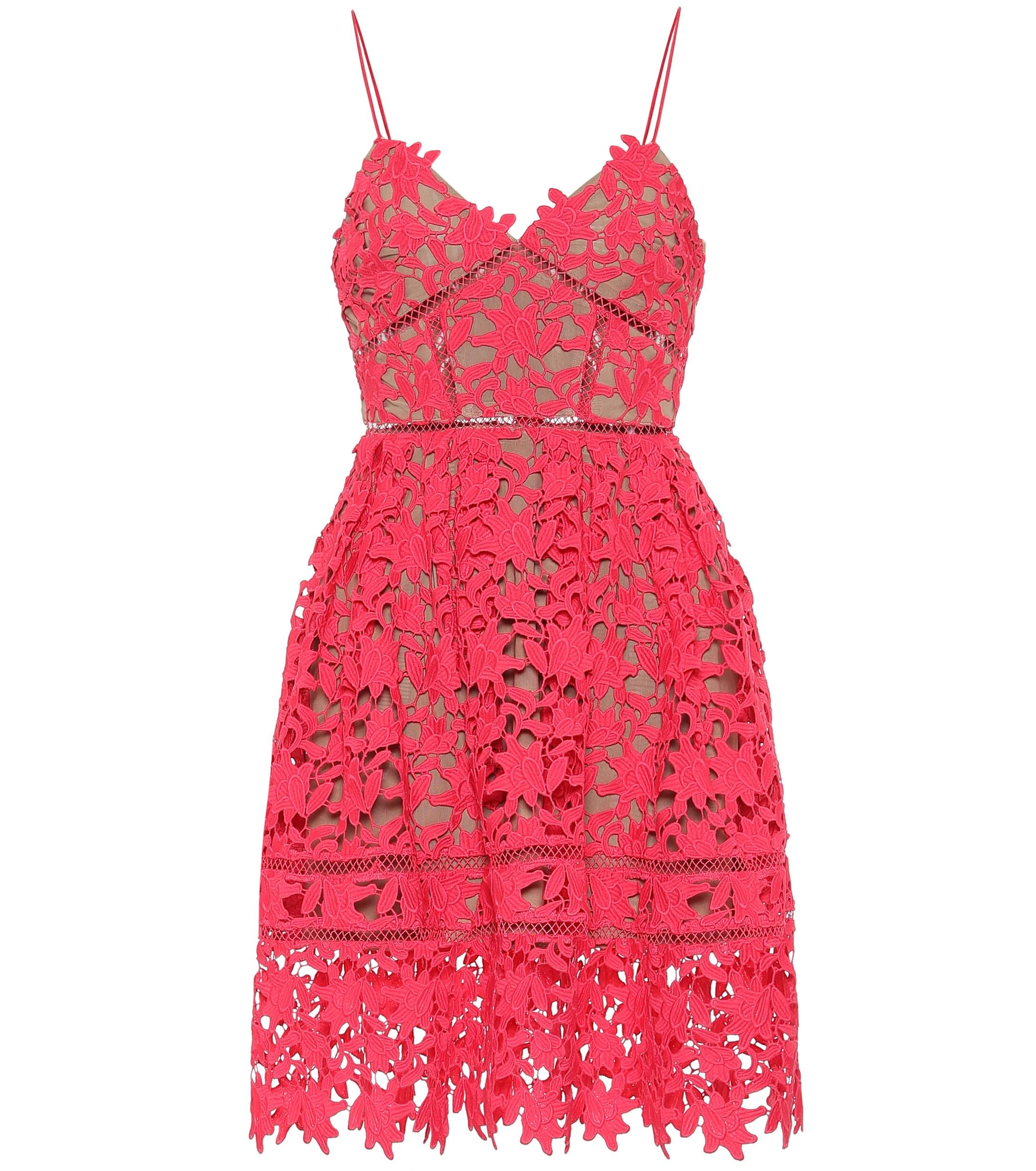 Self-Portrait Floral Guipure Lace Minidress in Pink - Lyst