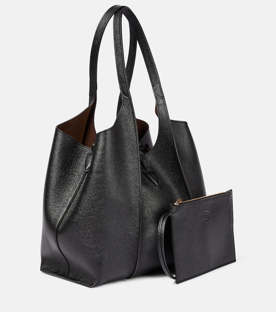 Tod's T Timeless Small Leather Tote Bag in Black