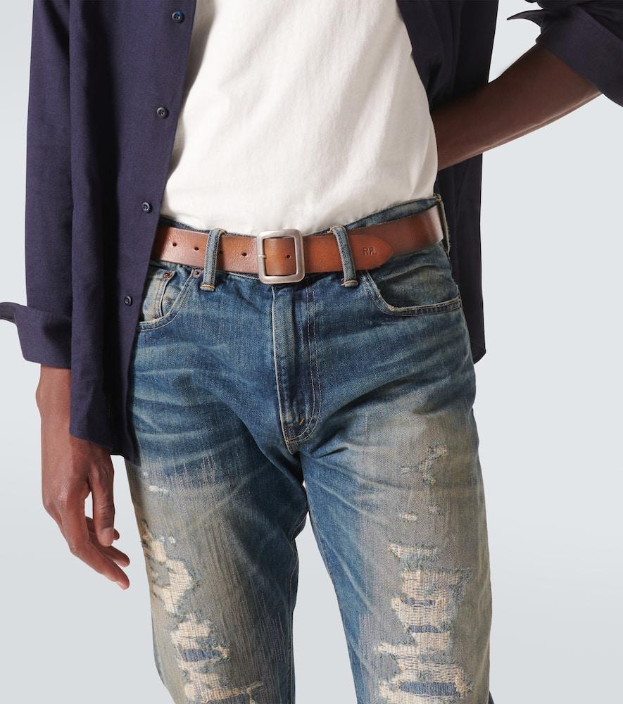 RRL Vincennes Medium Leather Belt in Brown for Men | Lyst