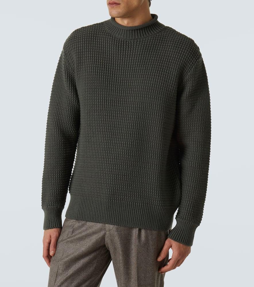 Sunspel Fisherman Waffle-Knit Wool Sweater in Grey for Men Lyst UK