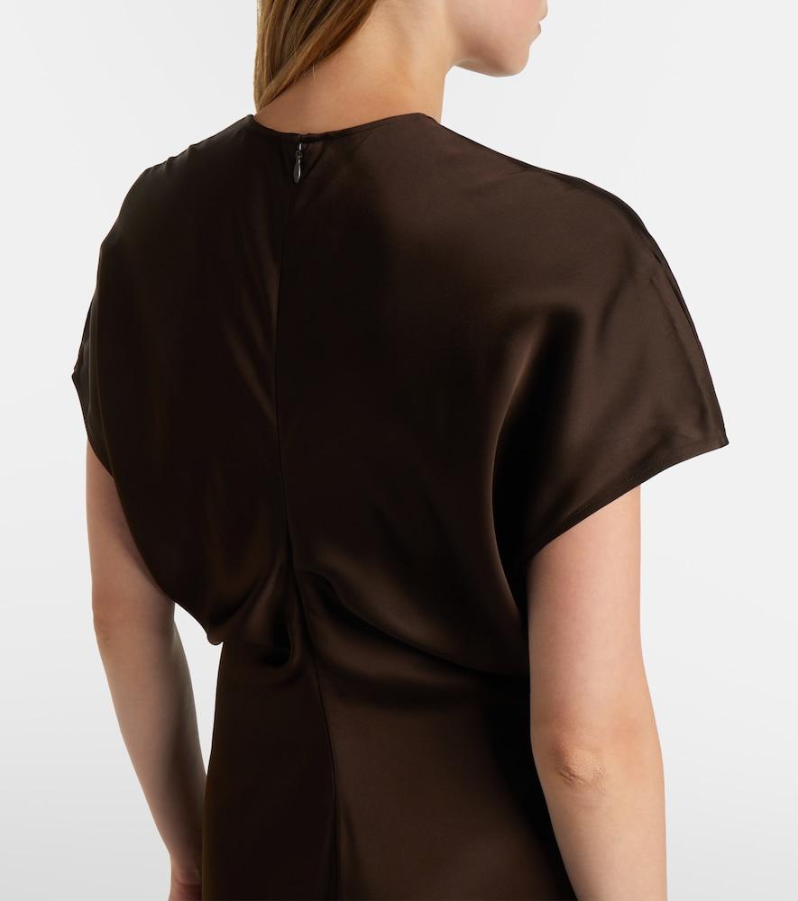 toteme brown dress - Slouch waist bark - 32 based brands dedication to minimalist luxury and elevated essentials TOTEME Draped Satin Maxi Dress