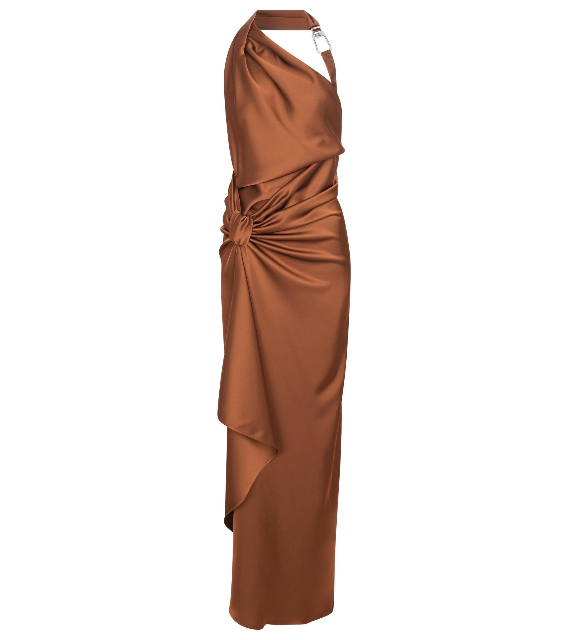 The Attico Satin Midi Dress in Brown | Lyst