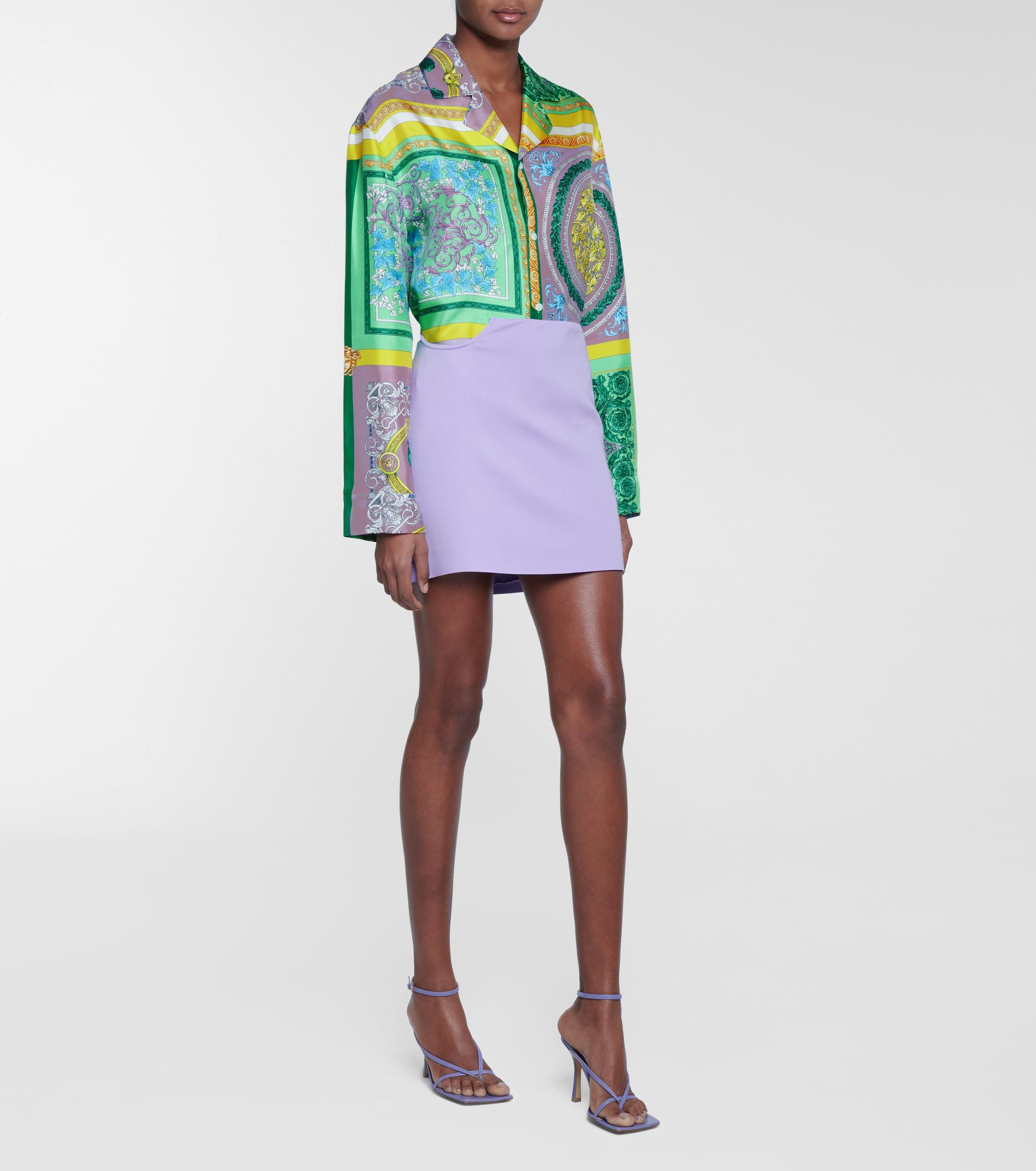Versace Barocco Mosaic Printed Silk Shirt in Green Lyst