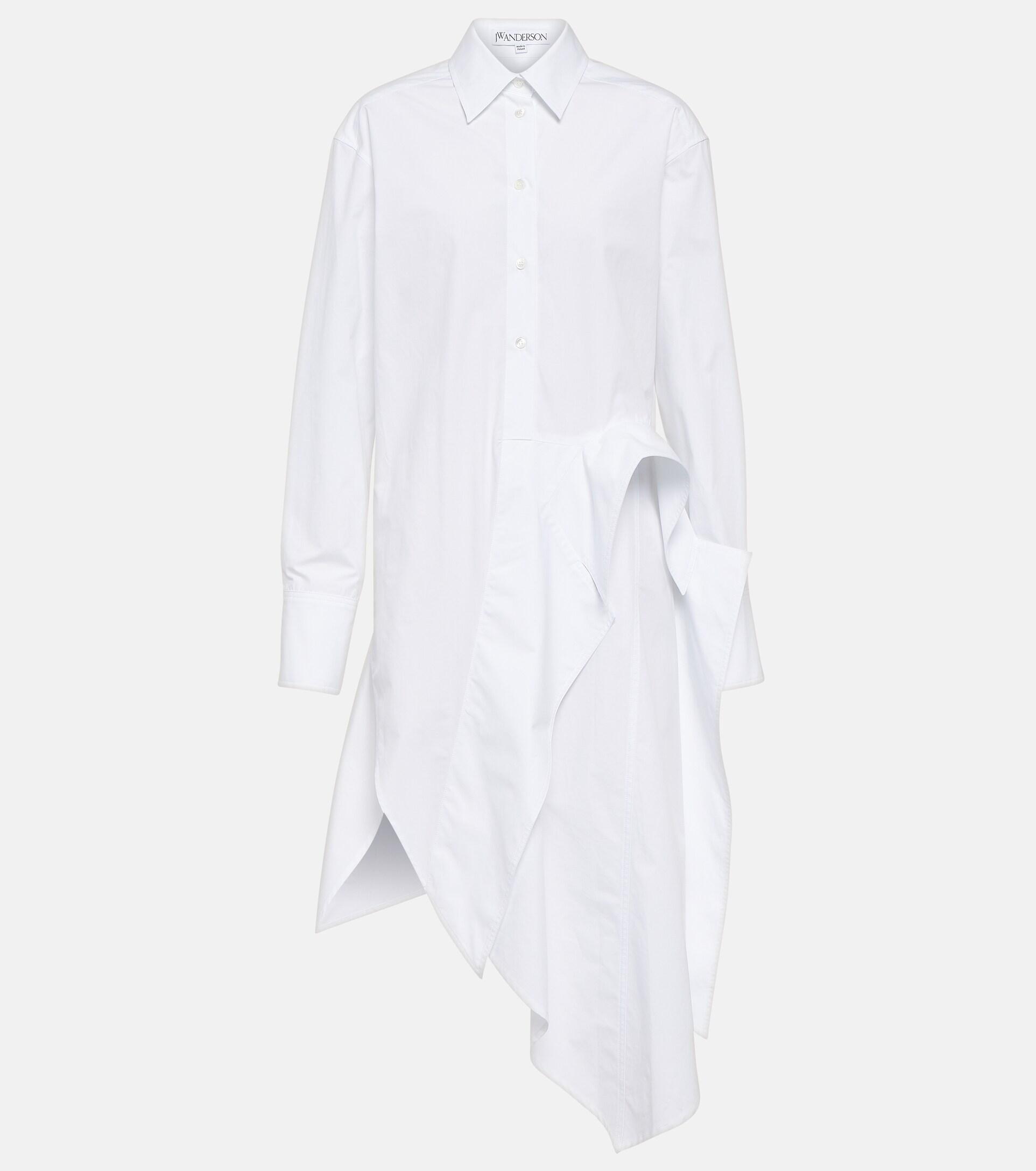 JW Anderson Deconstructed Cotton Poplin Shirt Dress in White | Lyst