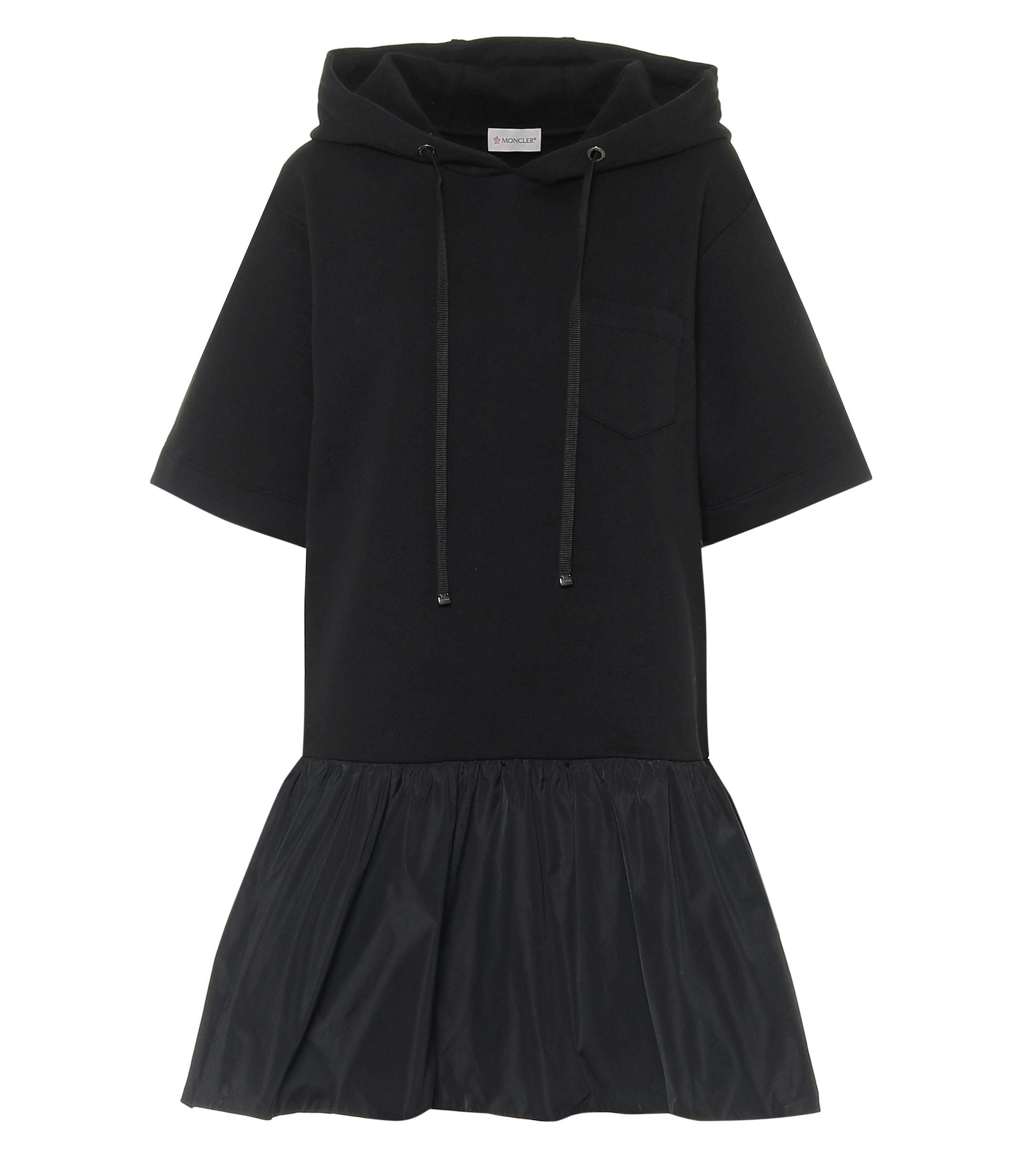 Moncler Cotton-jersey Dress in Black - Lyst