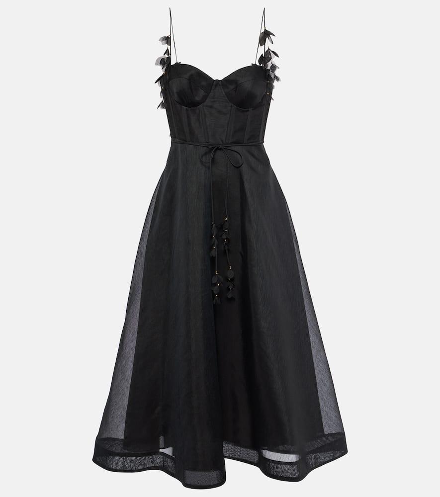 Zimmermann Natura Linen And Silk Corset Dress in Black | Lyst