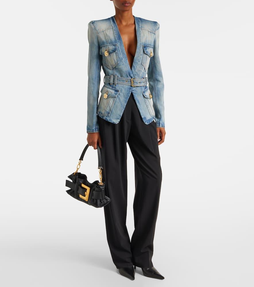 Outfit Blue Balmain Blazer Balmain Double Breasted Tweed Blazer