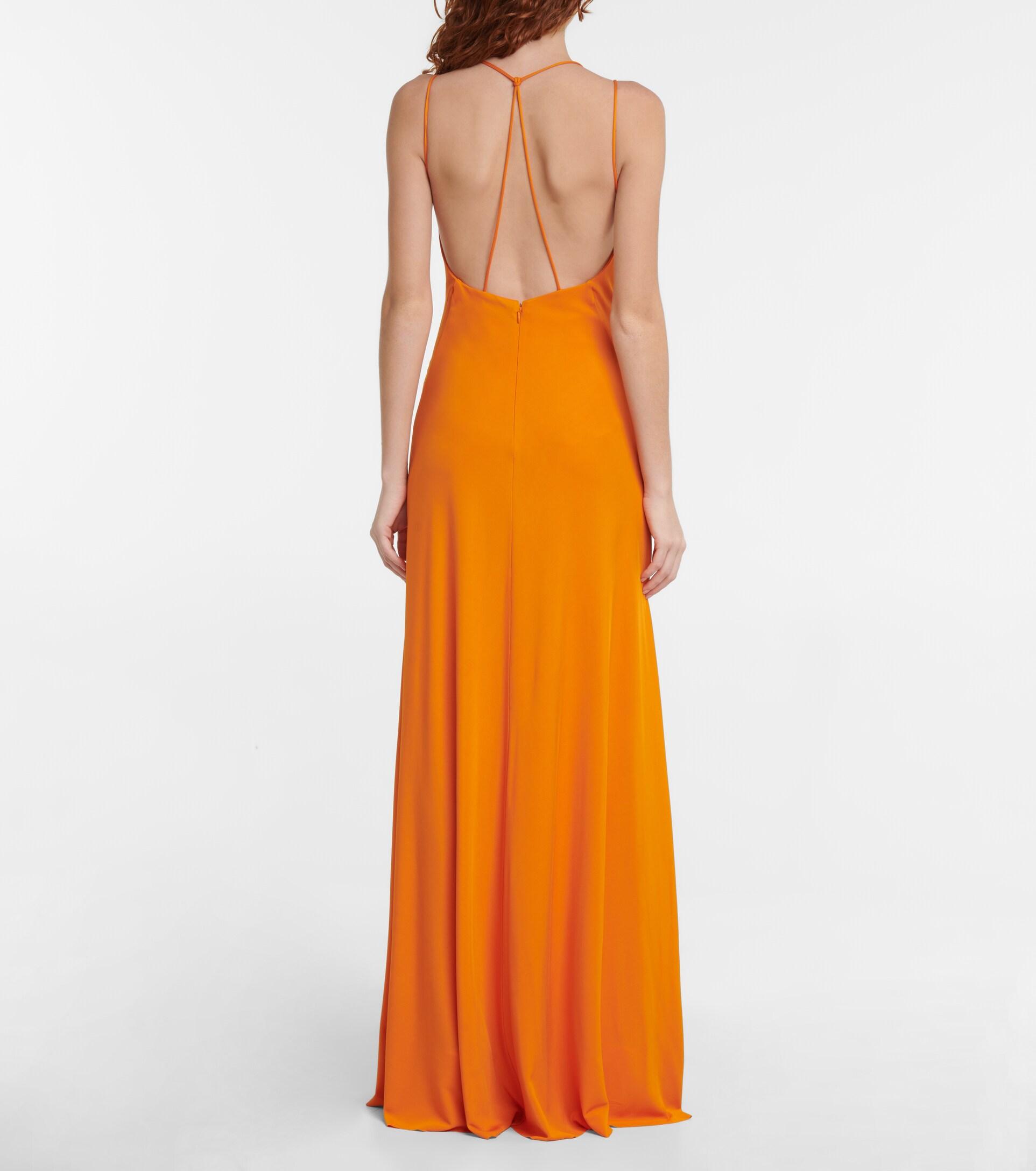 Victoria Beckham Cutout Jersey Maxi Dress in Orange | Lyst